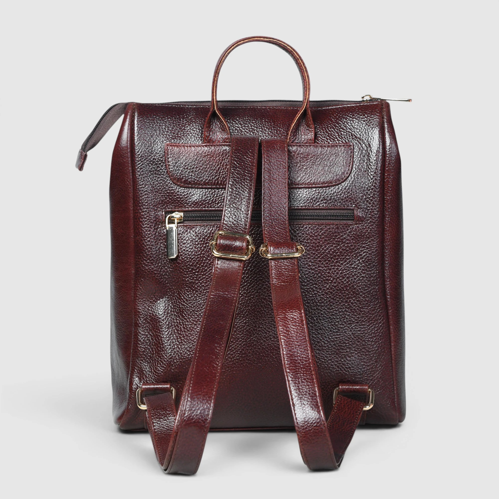 Harper Convertible Leather Backpack  – Burgundy