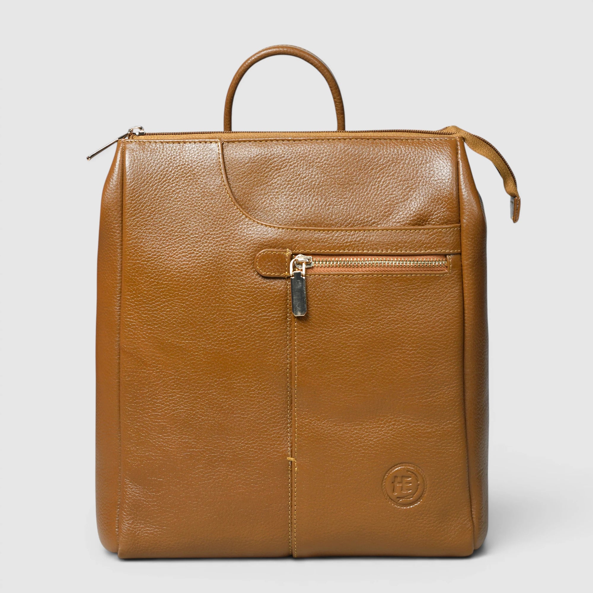 Harper Convertible Leather Backpack – Camel Tan