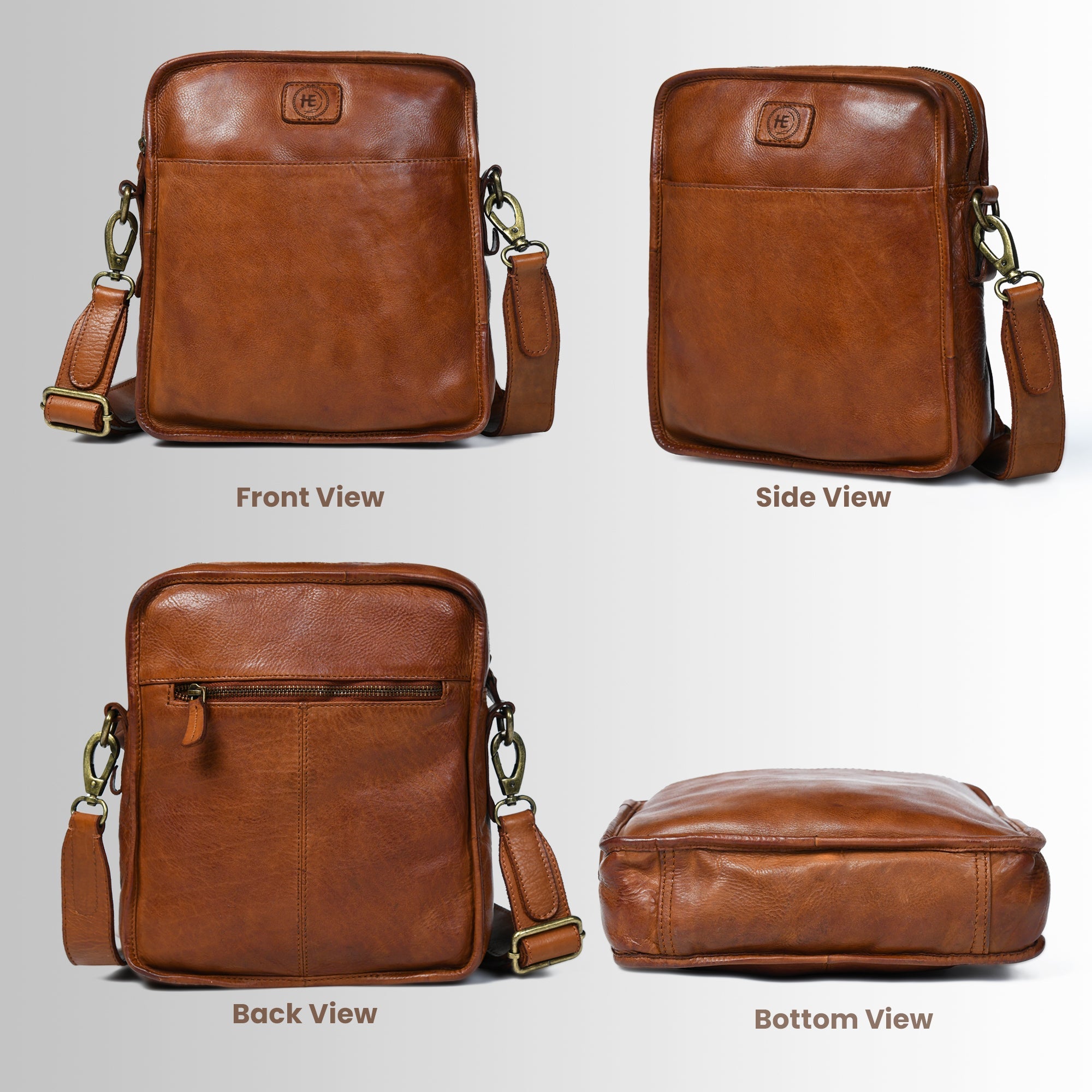 Verdant Trail Leather Sling Bag - Tan Colour