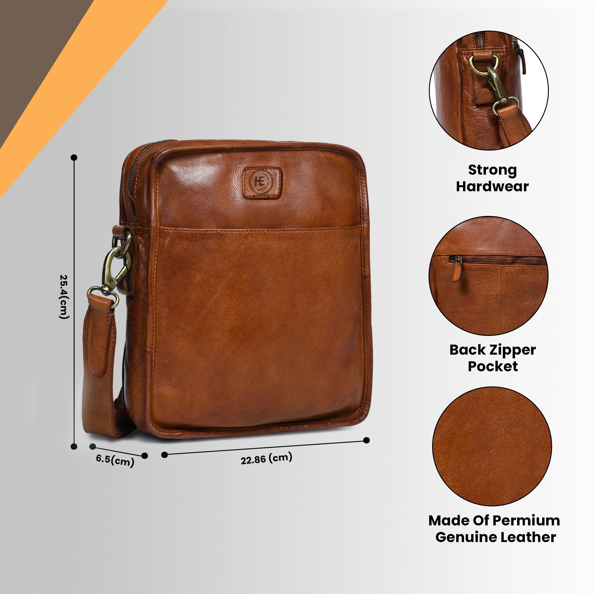 Verdant Trail Leather Sling Bag - Tan Colour