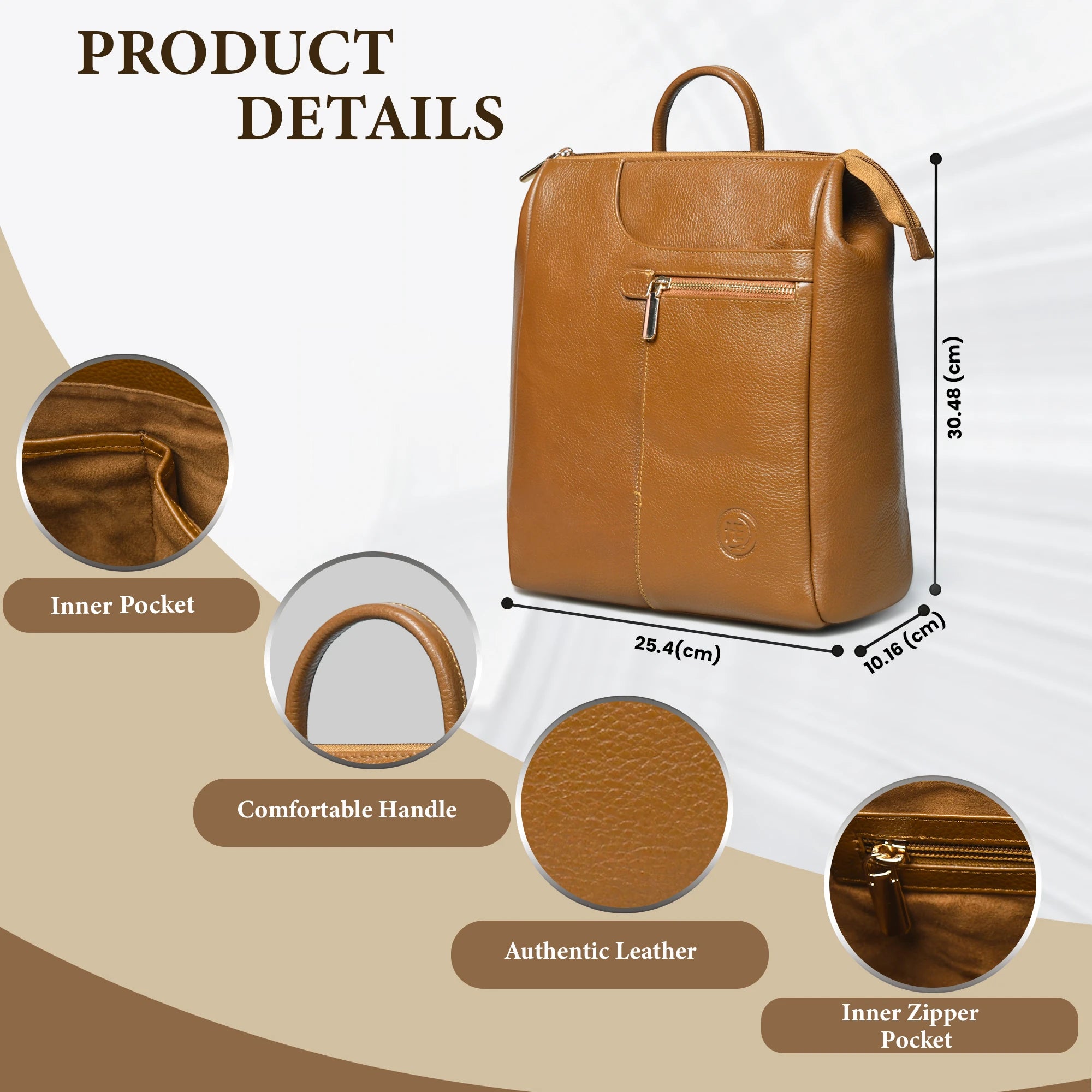 Harper Convertible Leather Backpack – Camel Tan