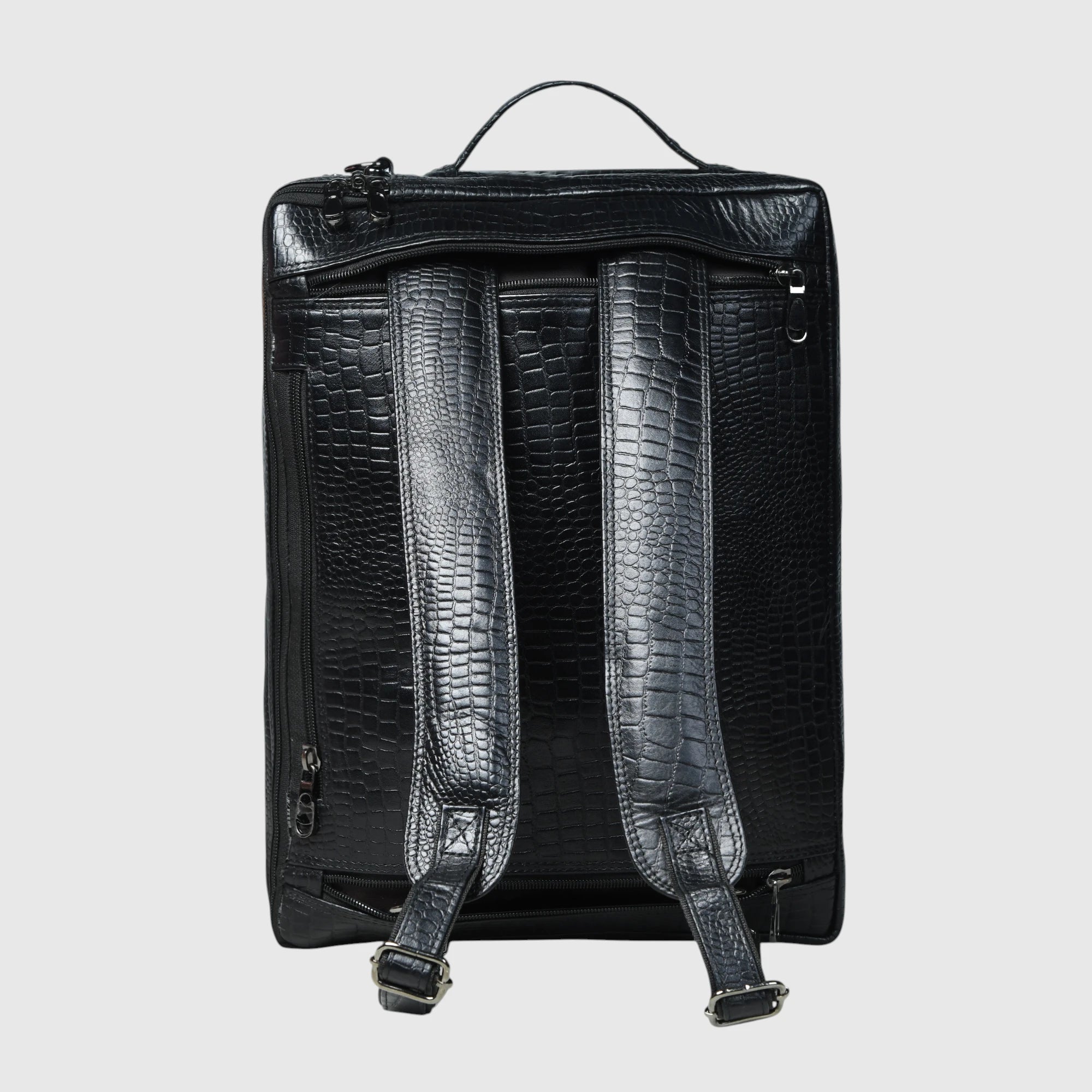 Crocodore Vintage Leather Multi-Pocket Laptop Bag – Black Colour