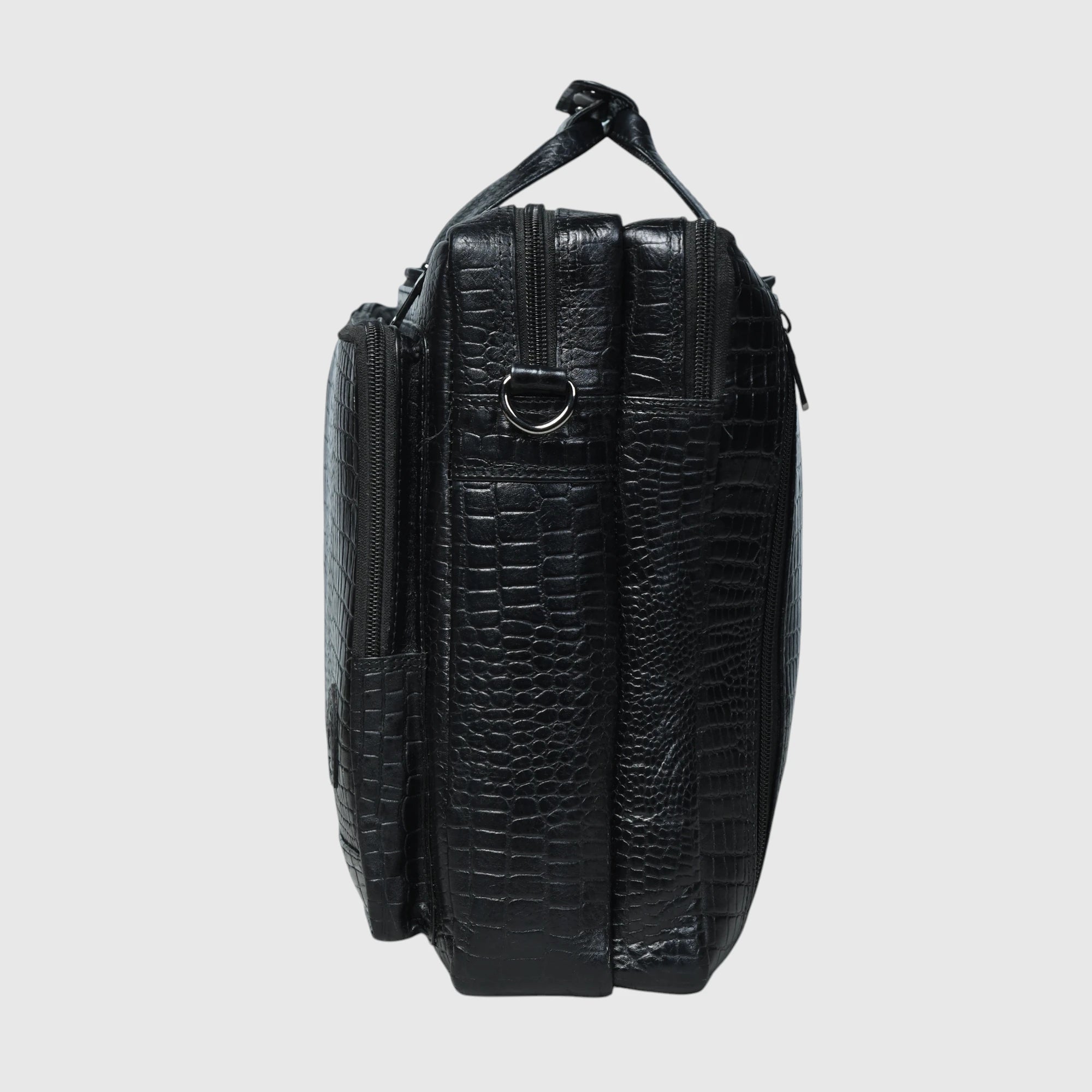 Crocodore Vintage Leather Multi-Pocket Laptop Bag – Black Colour
