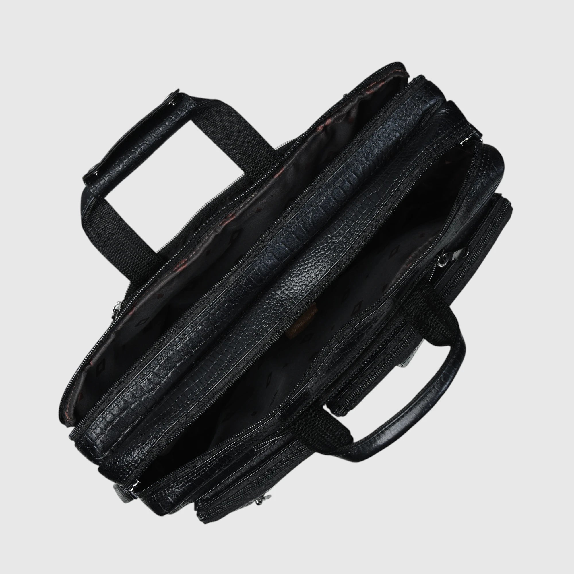 Crocodore Vintage Leather Multi-Pocket Laptop Bag – Black Colour