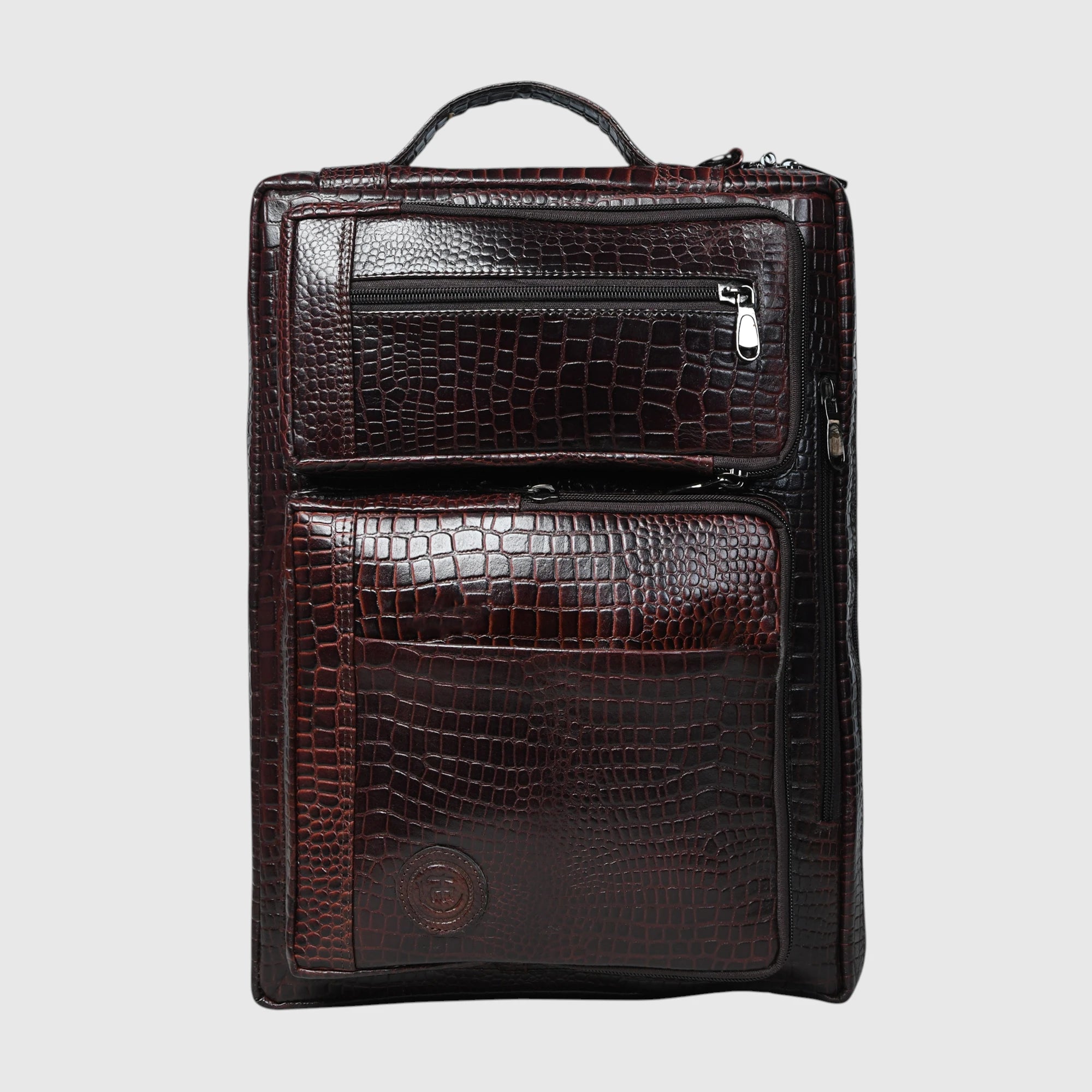 Crocodore Vintage Leather Multi-Pocket Laptop Bag – Espresso brown