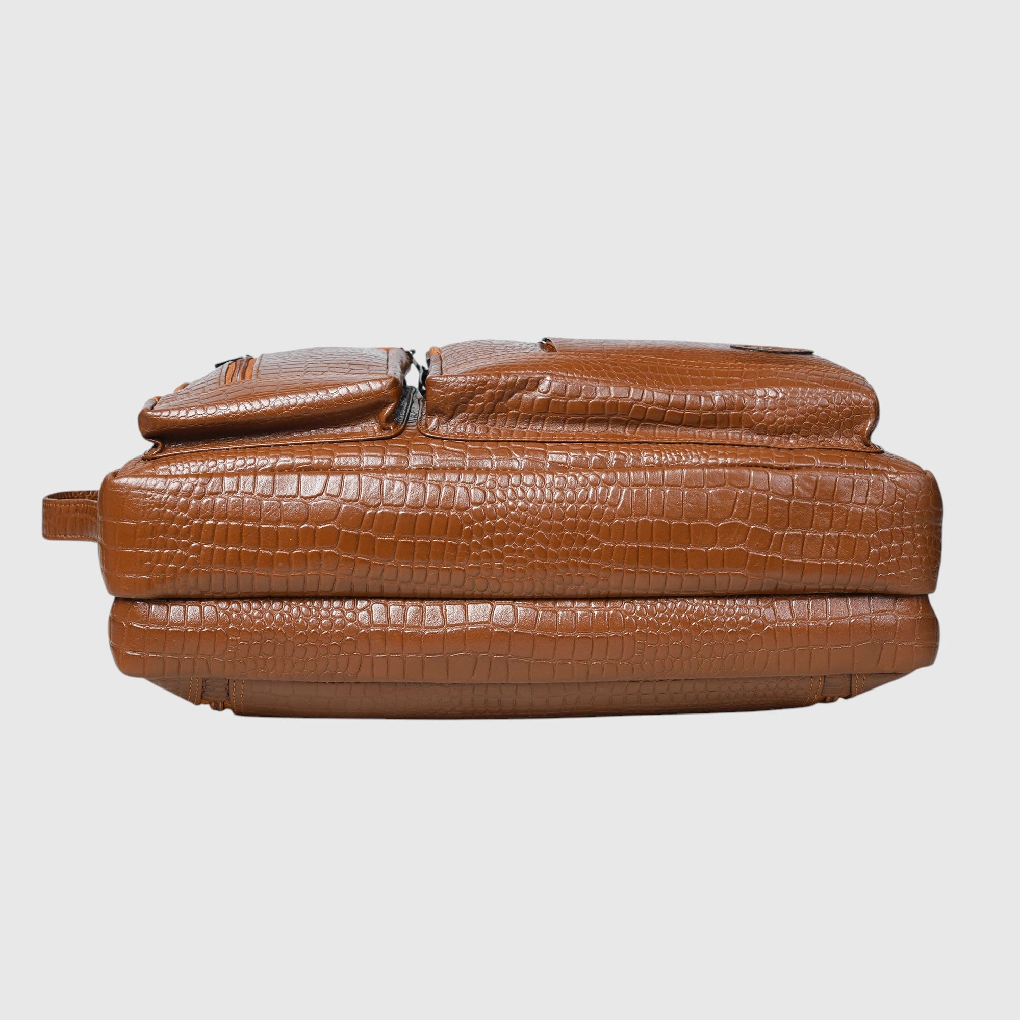 Crocodore Vintage Leather Multi-Pocket Laptop Bag – Tan Colour