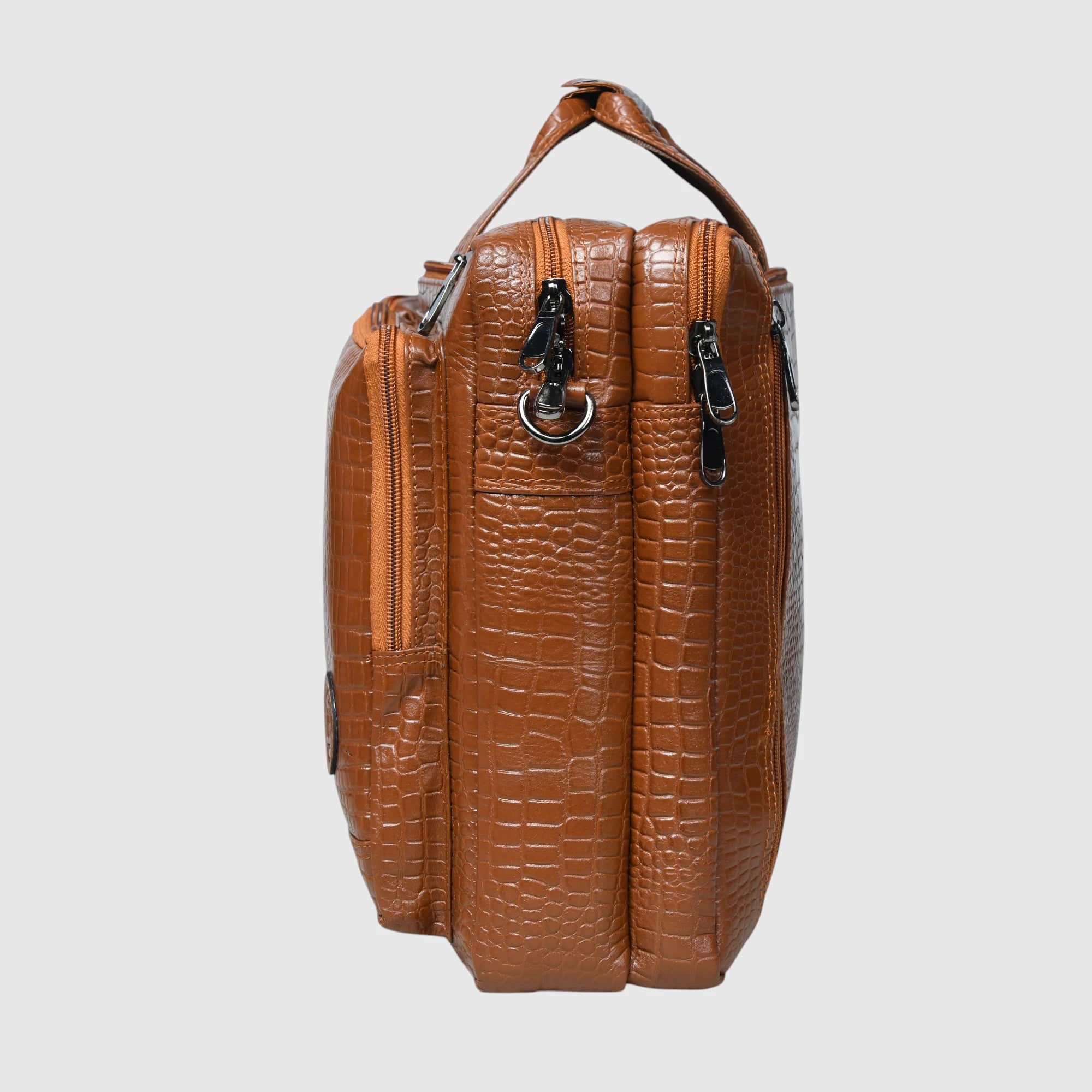 Crocodore Vintage Leather Multi-Pocket Laptop Bag – Tan Colour