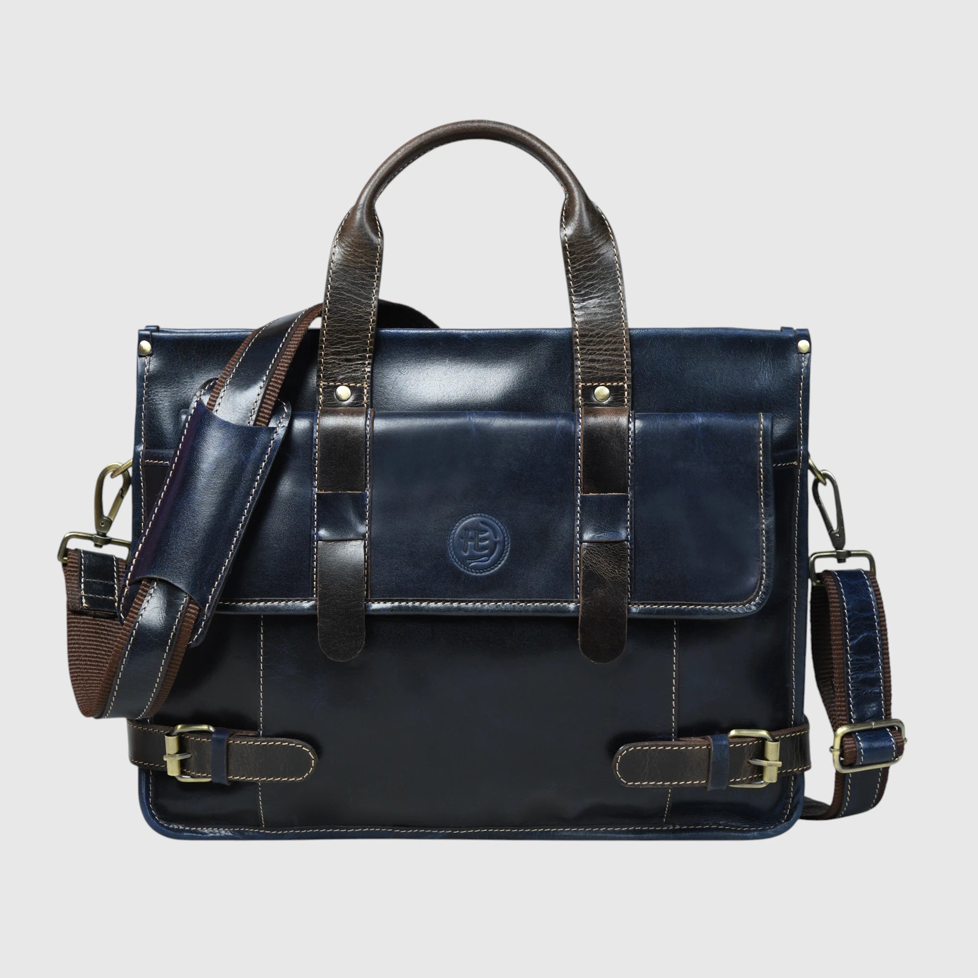 Heritage Leather Laptop Bag-Midnight Blue