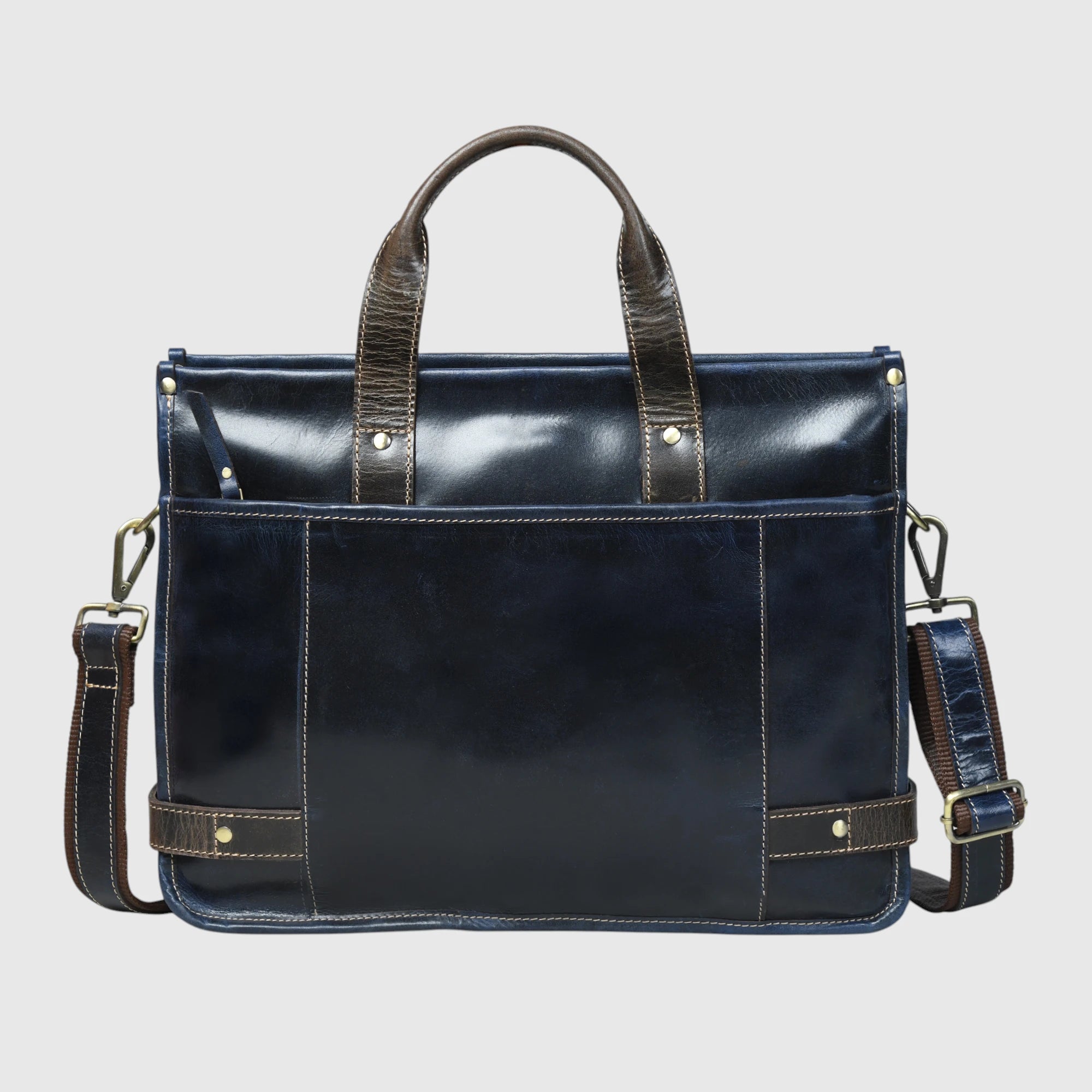 Heritage Leather Laptop Bag-Midnight Blue