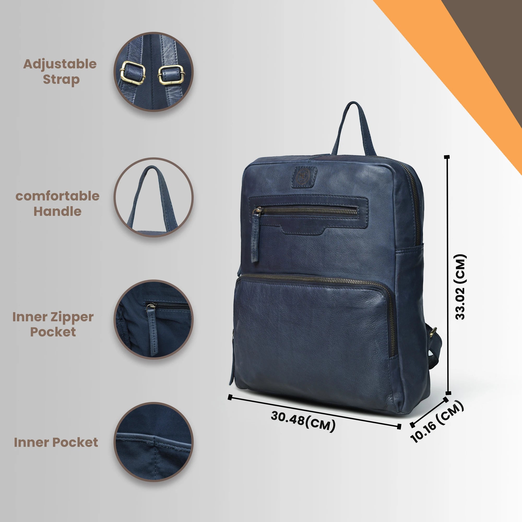 Urbancrest Leather Backpack – Cobalt Blue