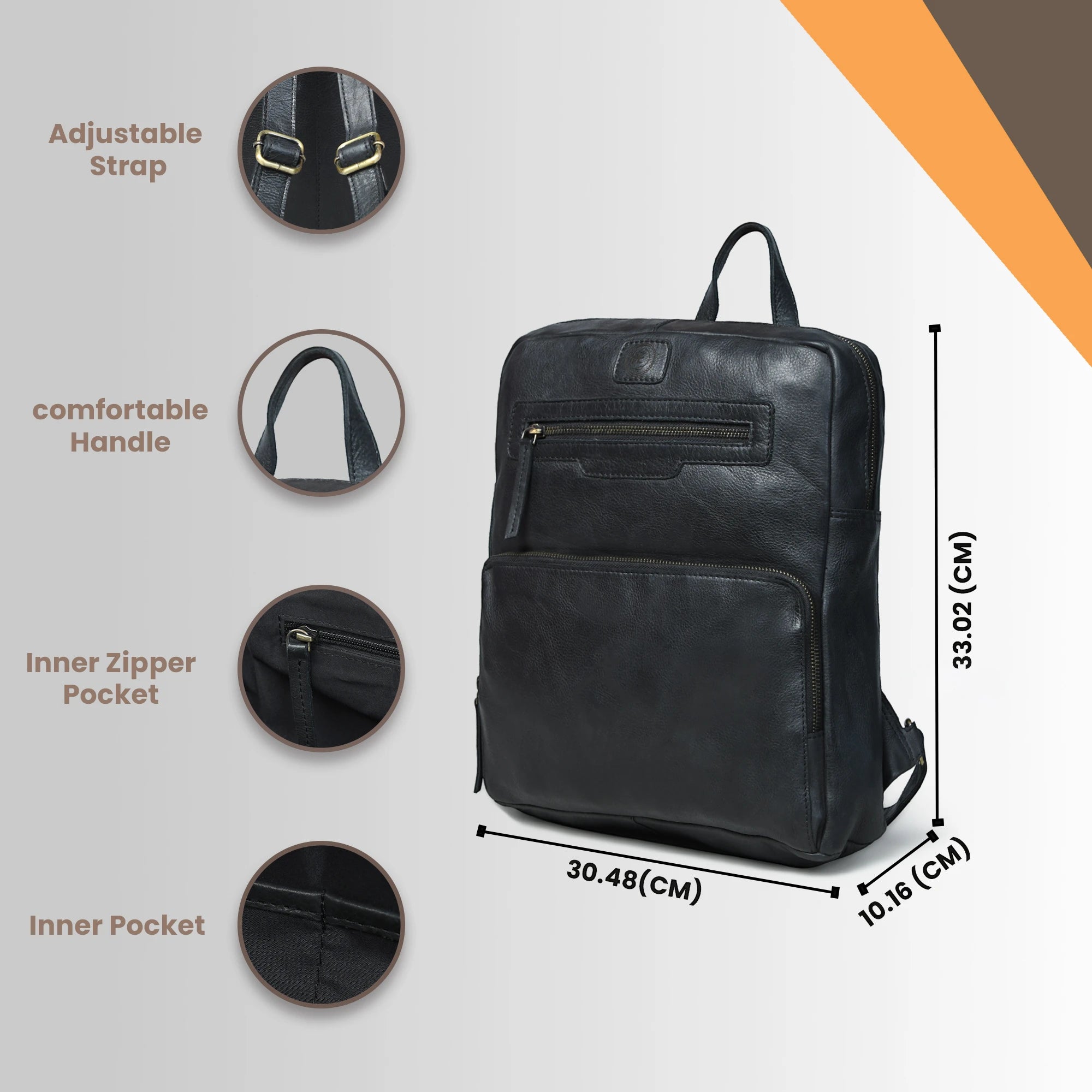 Urbancrest Leather Backpack – Black
