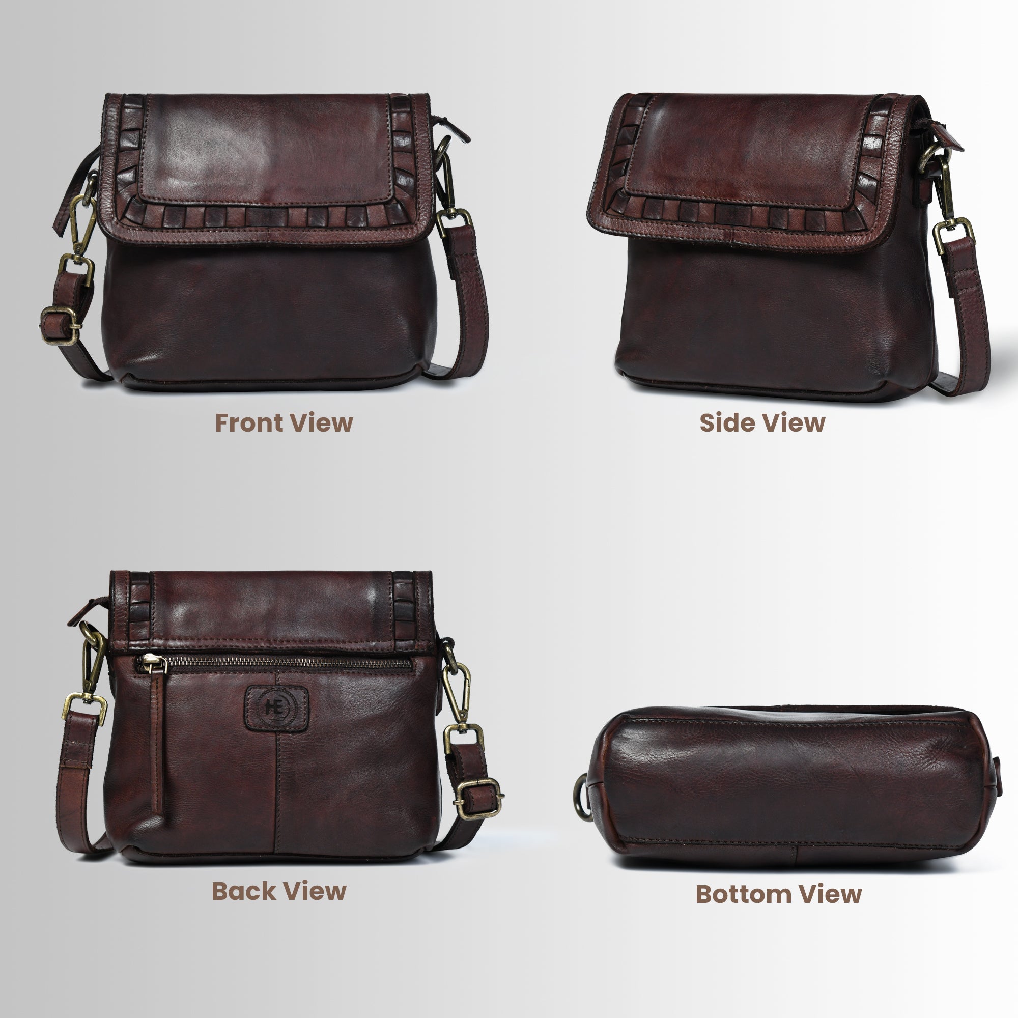Verdant Crossbody Women's Leather Handbag - Maroon colour