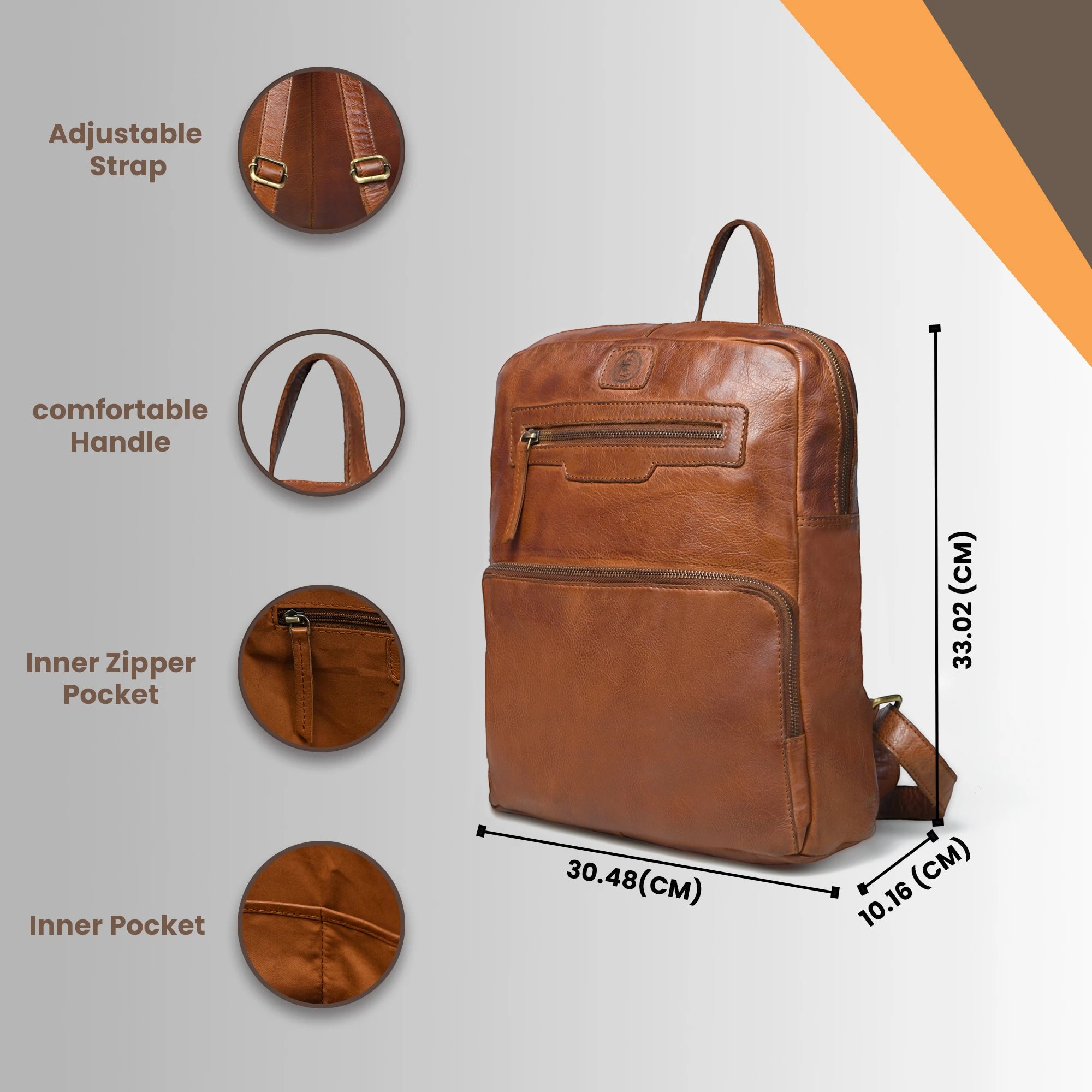 Urbancrest Leather Backpack – Tan color