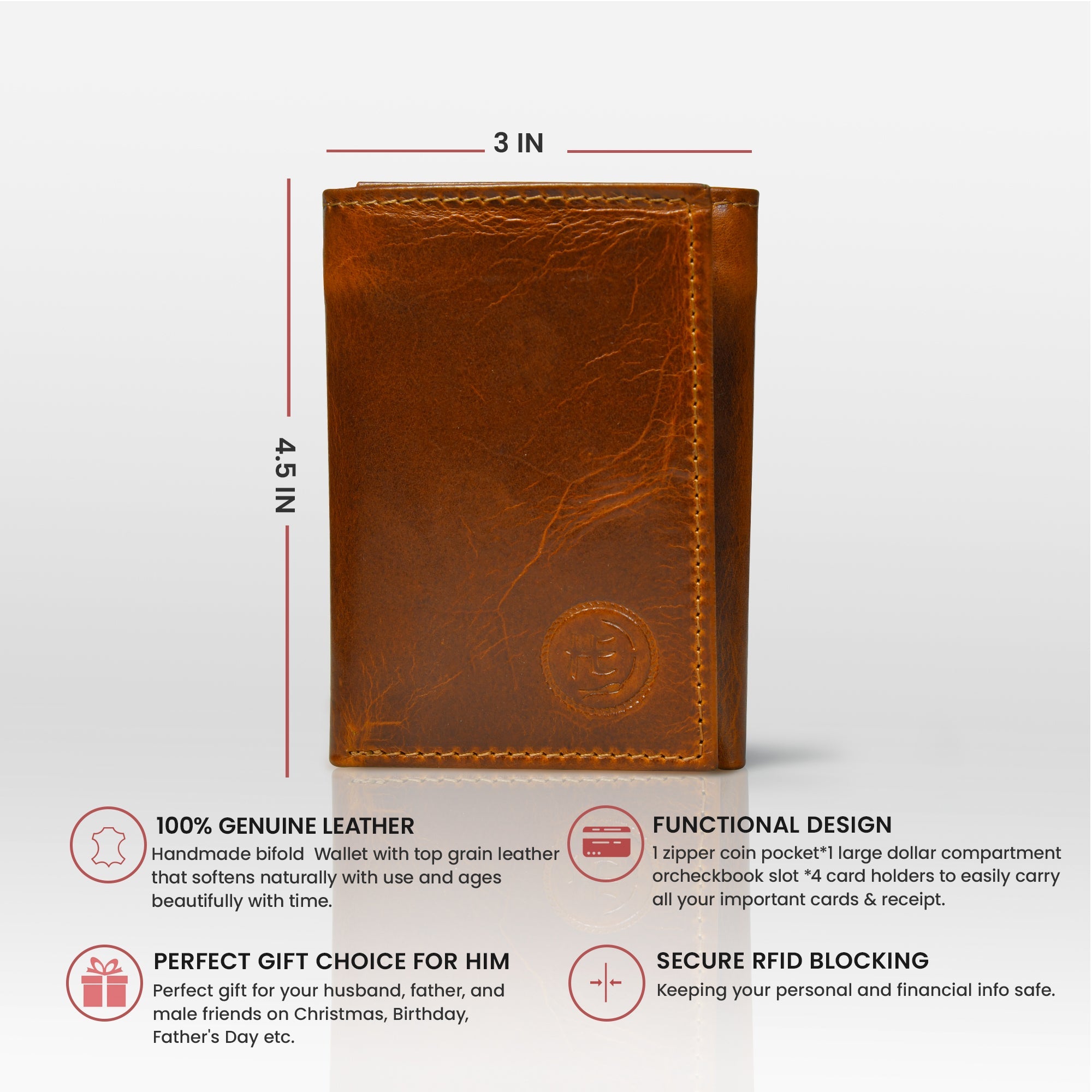 Midnight Luxe Vertical Bifold Wallet - Tan Colour