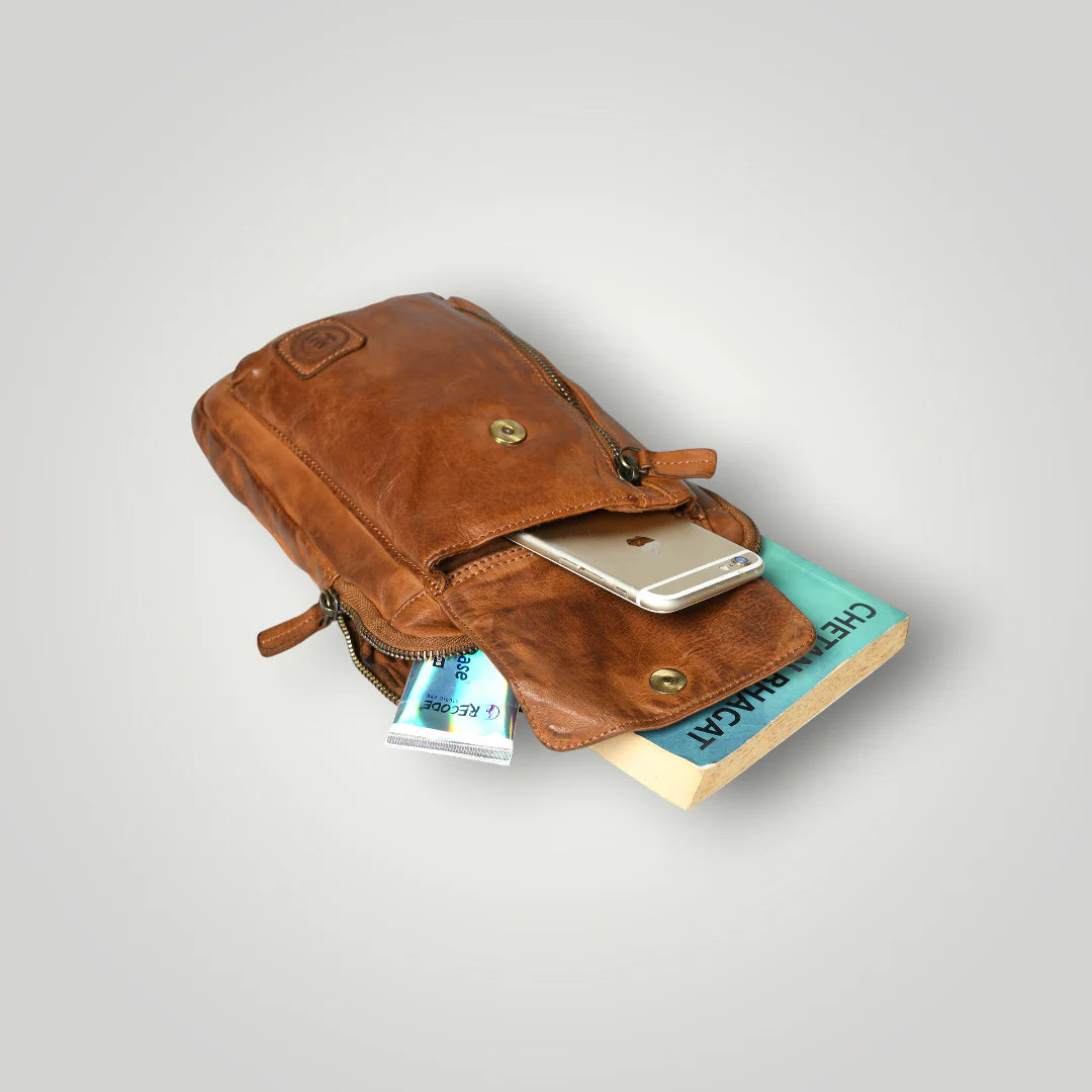 Vintage Explorer Crossbody Bag- Tan Colour