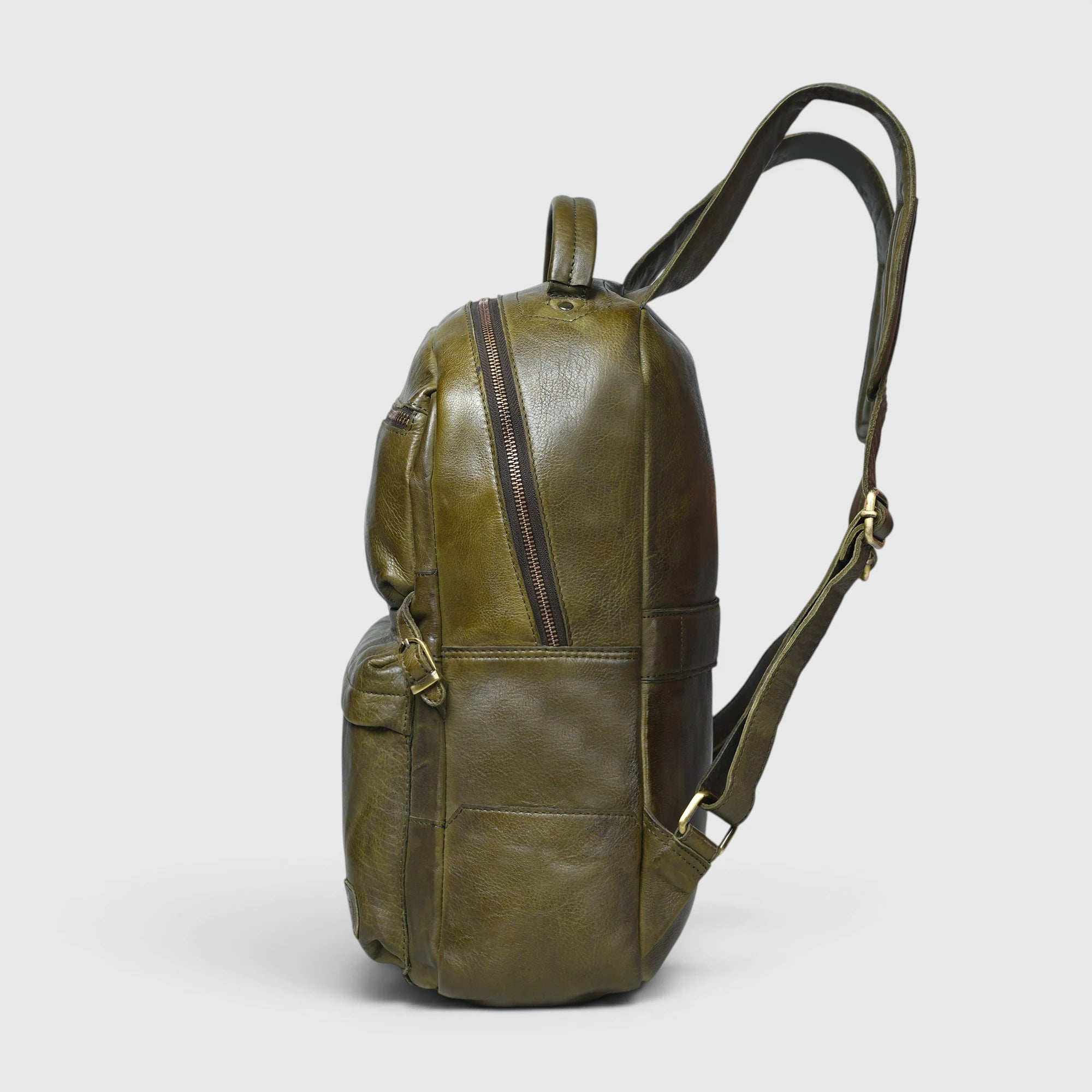 Evercrest Leather Backpack – Deep Olive