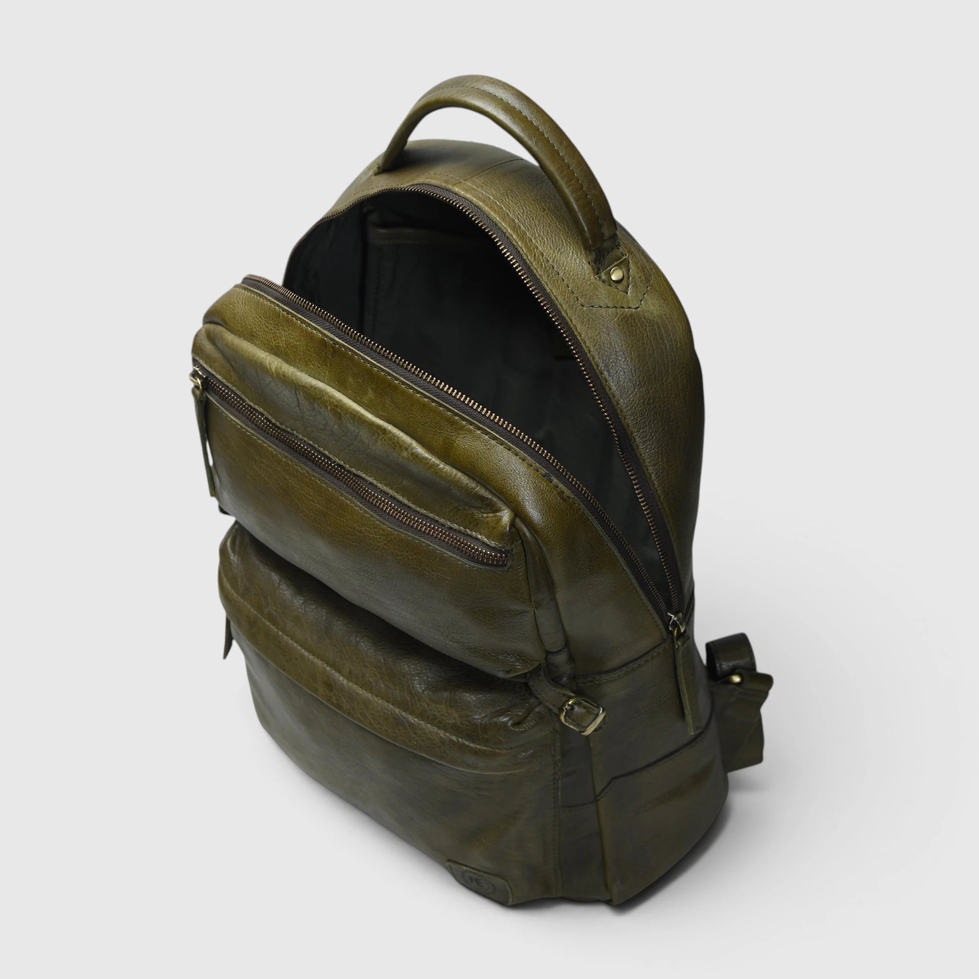 Evercrest Leather Backpack – Deep Olive