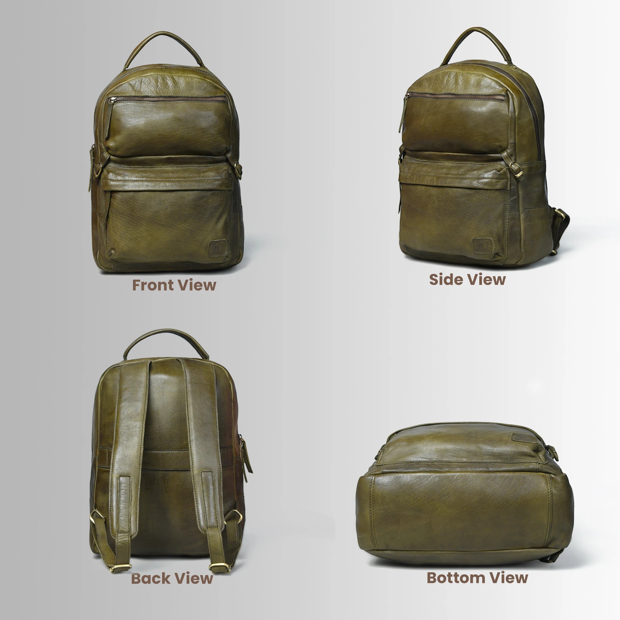 Evercrest Leather Backpack – Deep Olive
