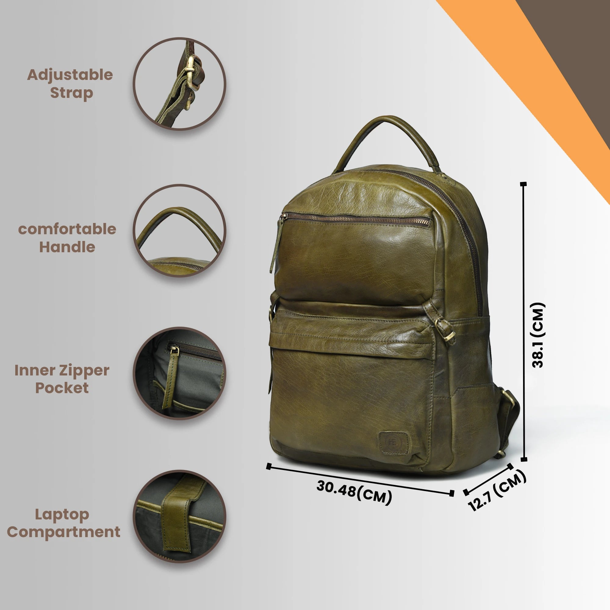 Evercrest Leather Backpack – Deep Olive