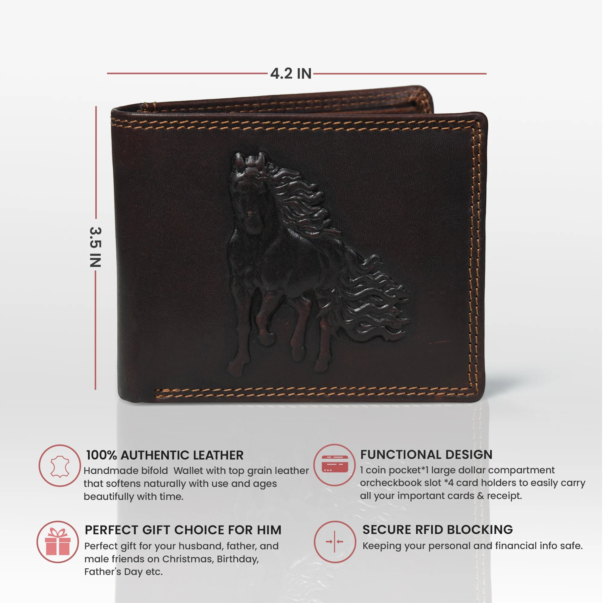 Midnight Stallion Leather Wallet – Dark Espresso Brown