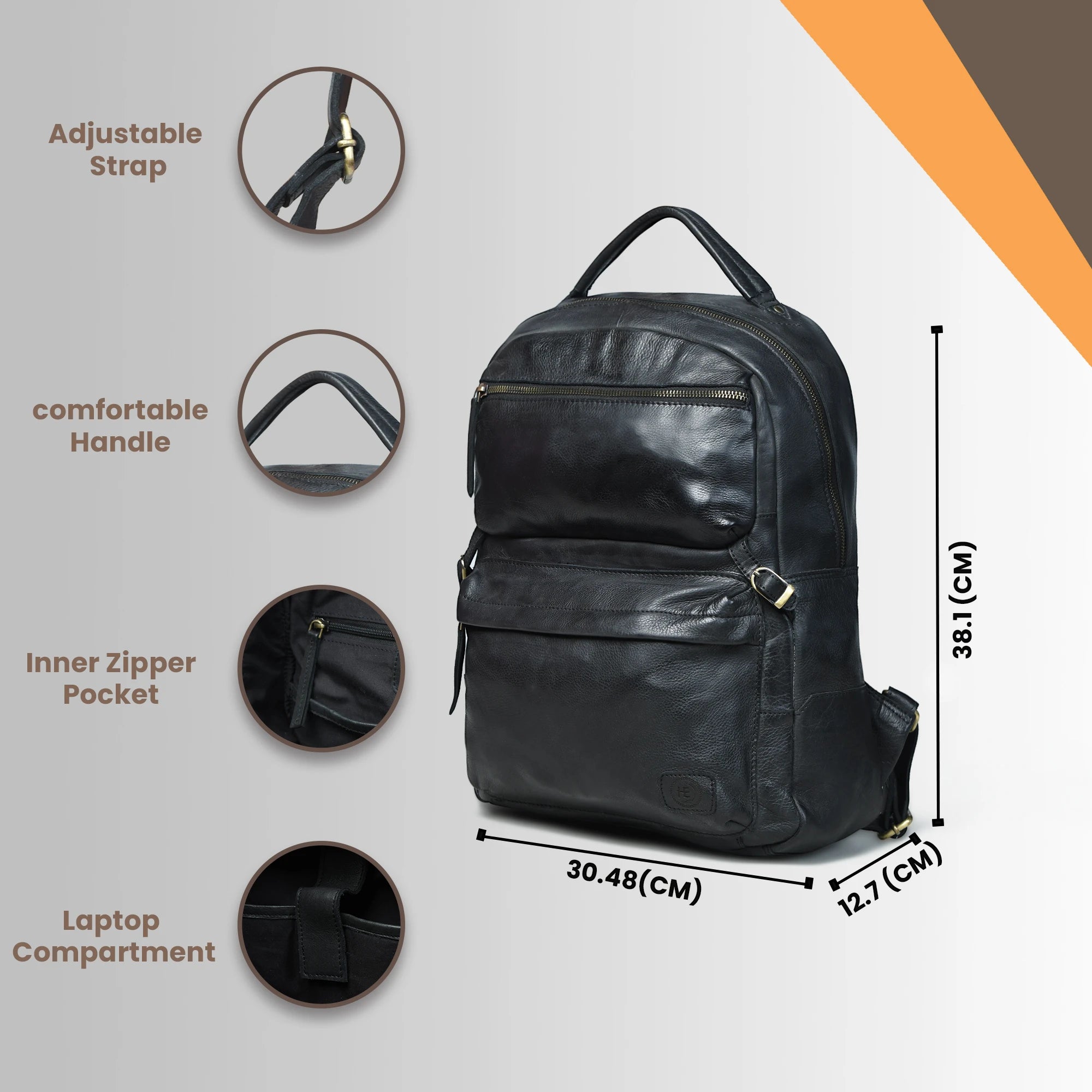Evercrest Leather Backpack – Black color