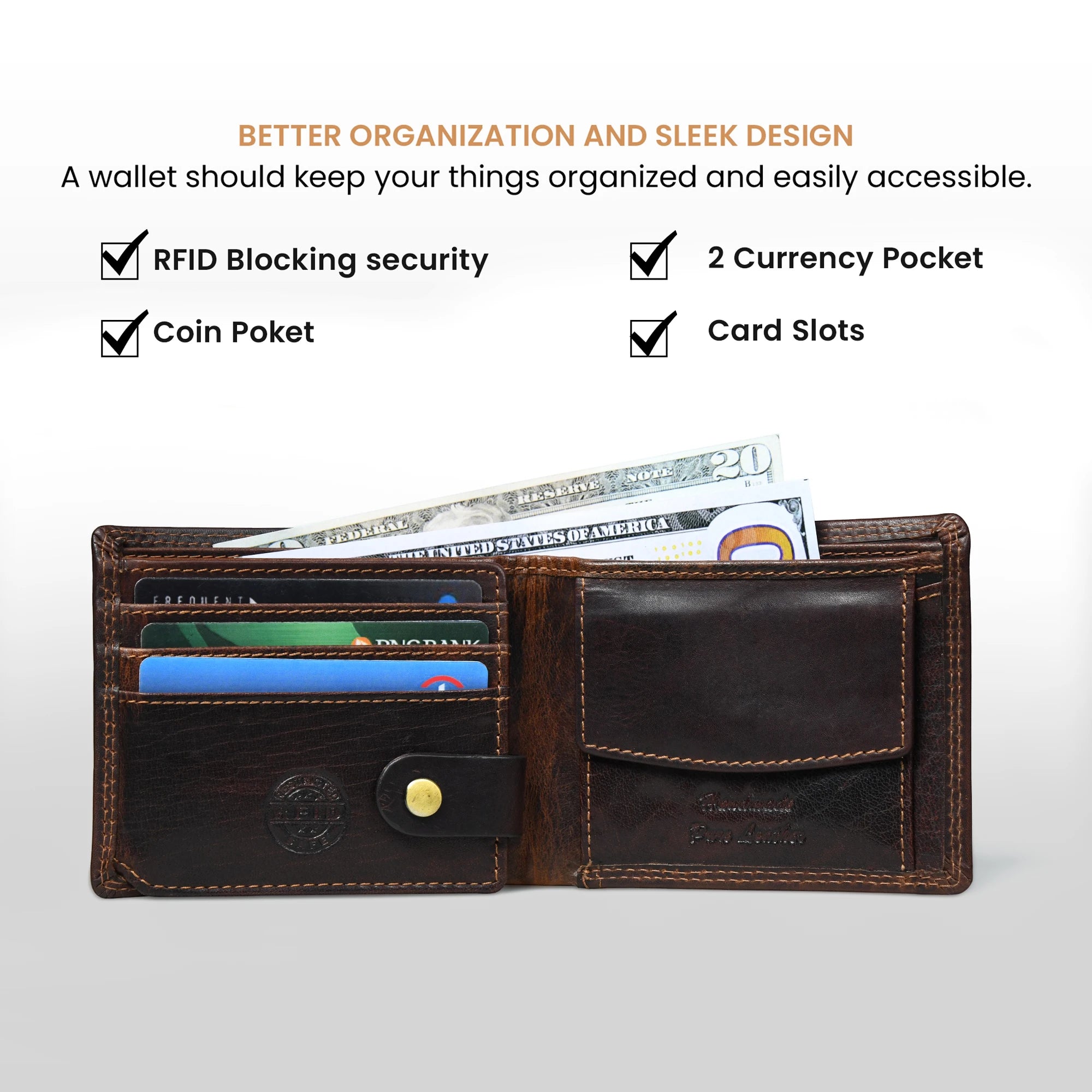 Midnight Stallion Leather Wallet – Dark Espresso Brown
