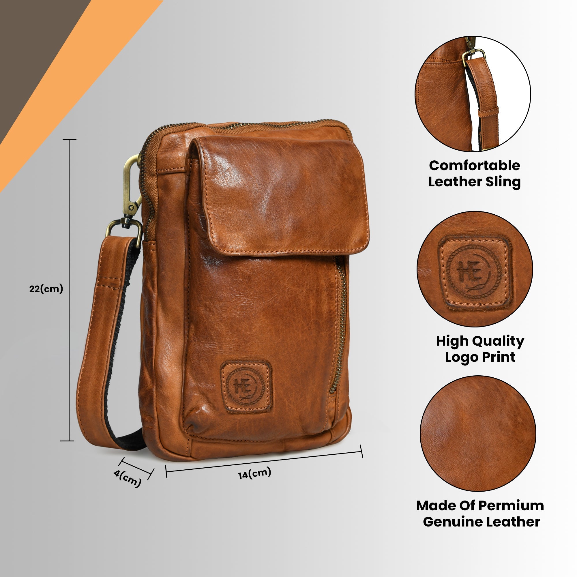 Vintage Explorer Crossbody Bag- Tan Colour