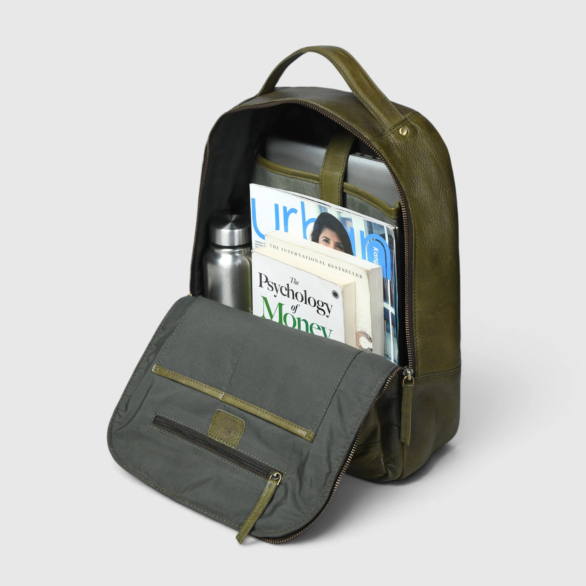 Hestern Trailmark Leather Backpack – Deep Olive