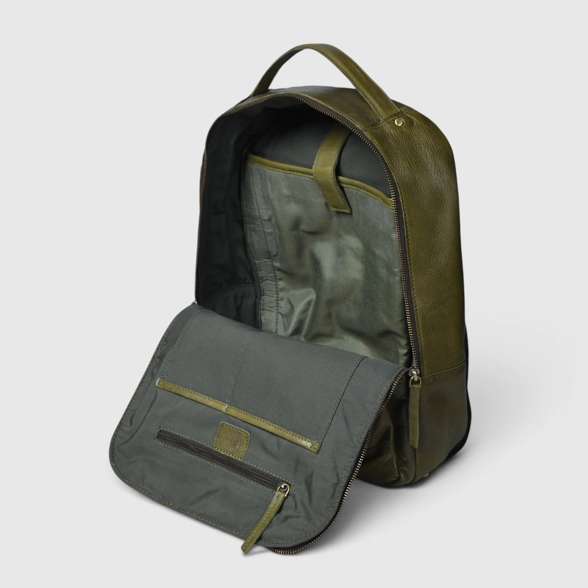 Hestern Trailmark Leather Backpack – Deep Olive