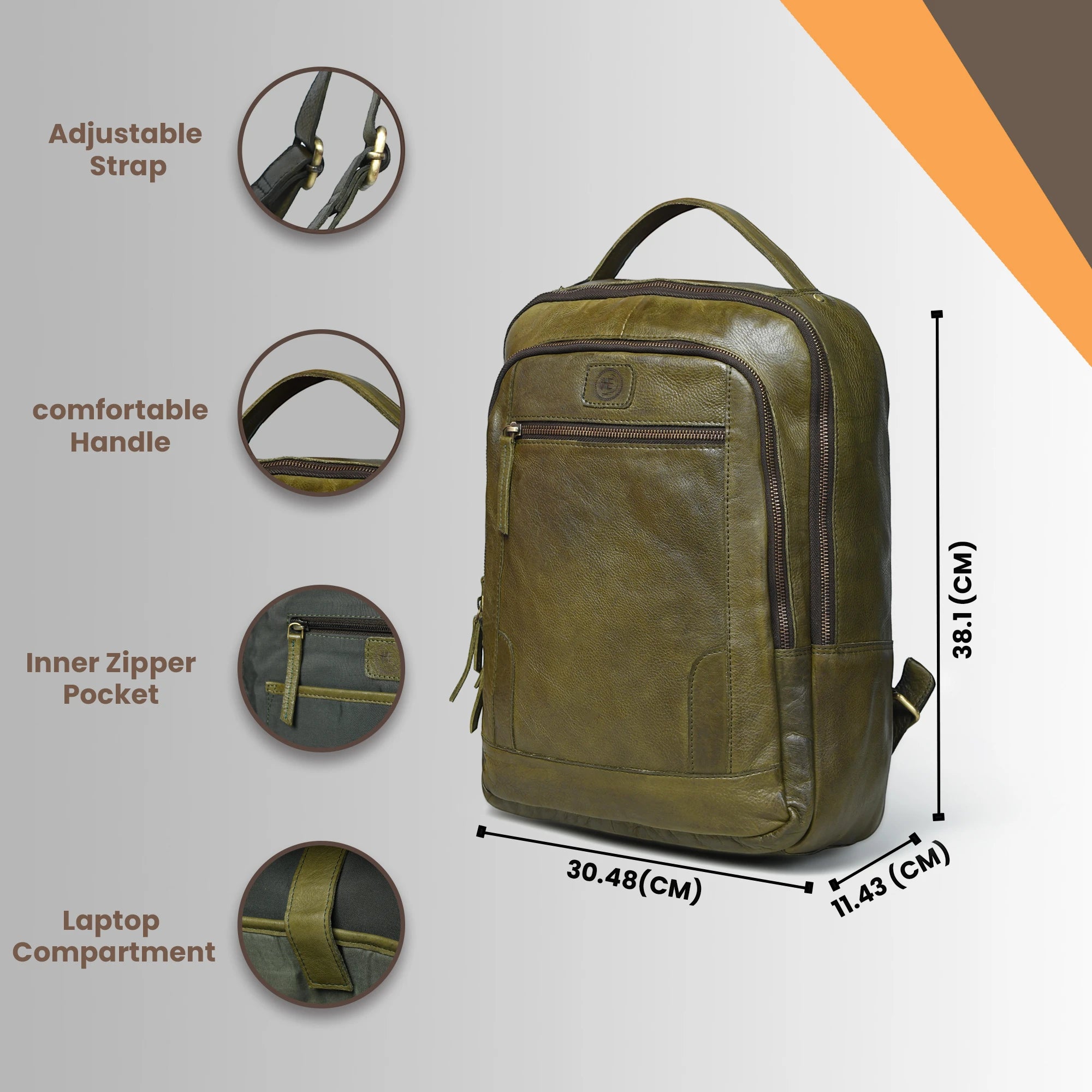 Hestern Trailmark Leather Backpack – Deep Olive