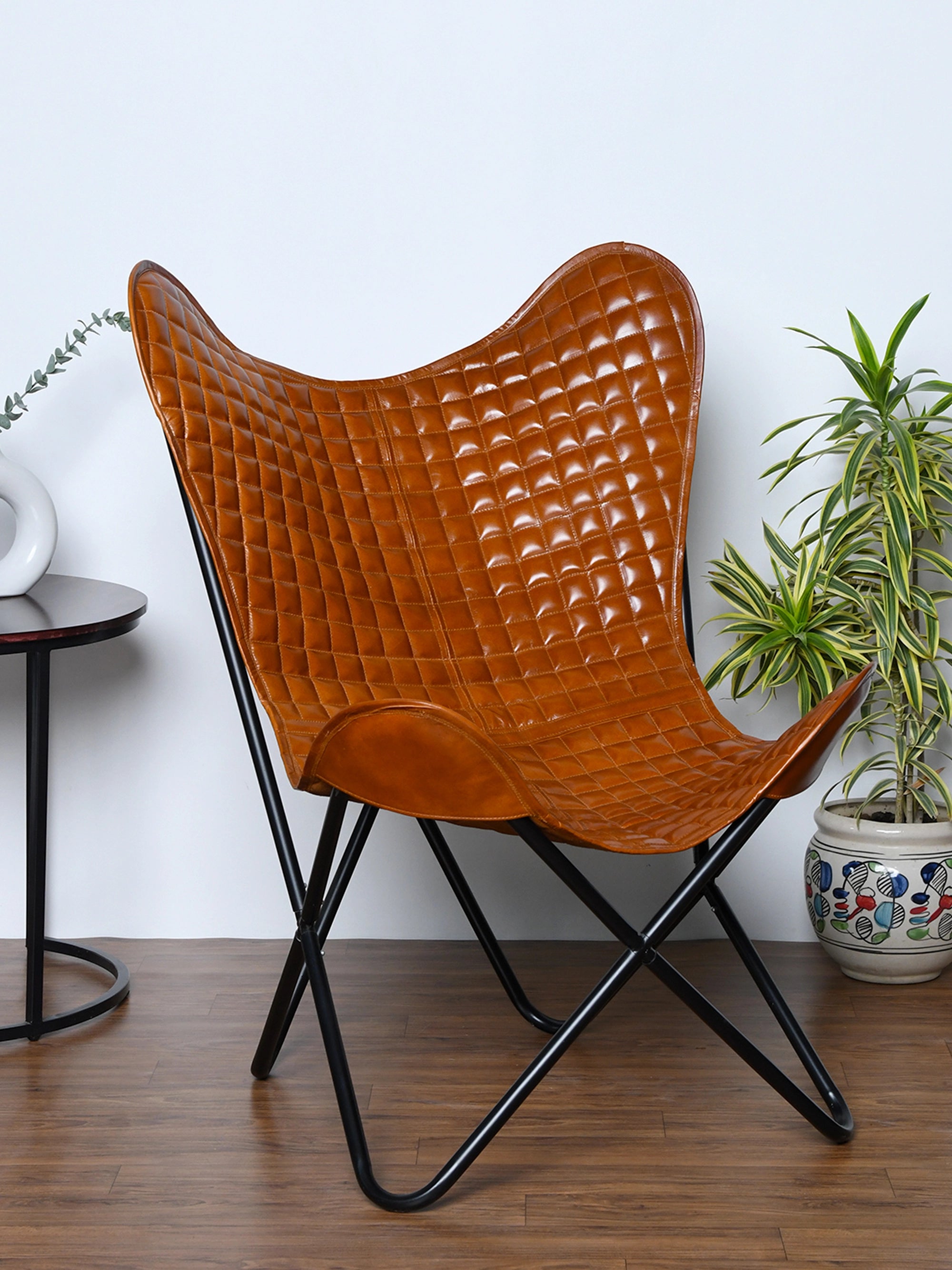 Hestern Heritage Goat Leather Butterfly Chair - Black Frame