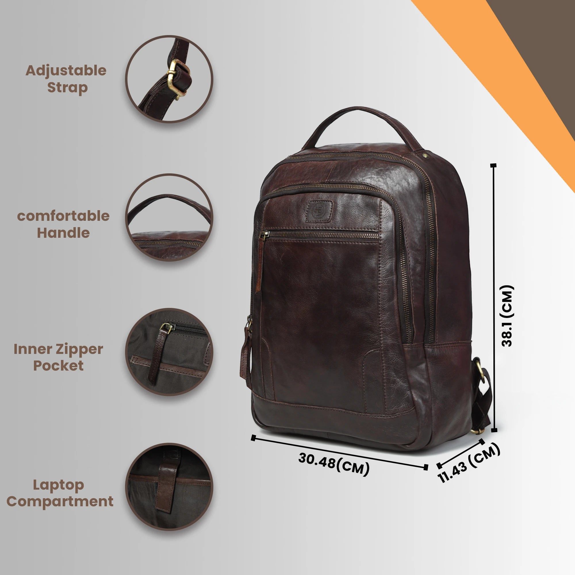 Hestern Trailmark Leather Backpack – Auburn Brown