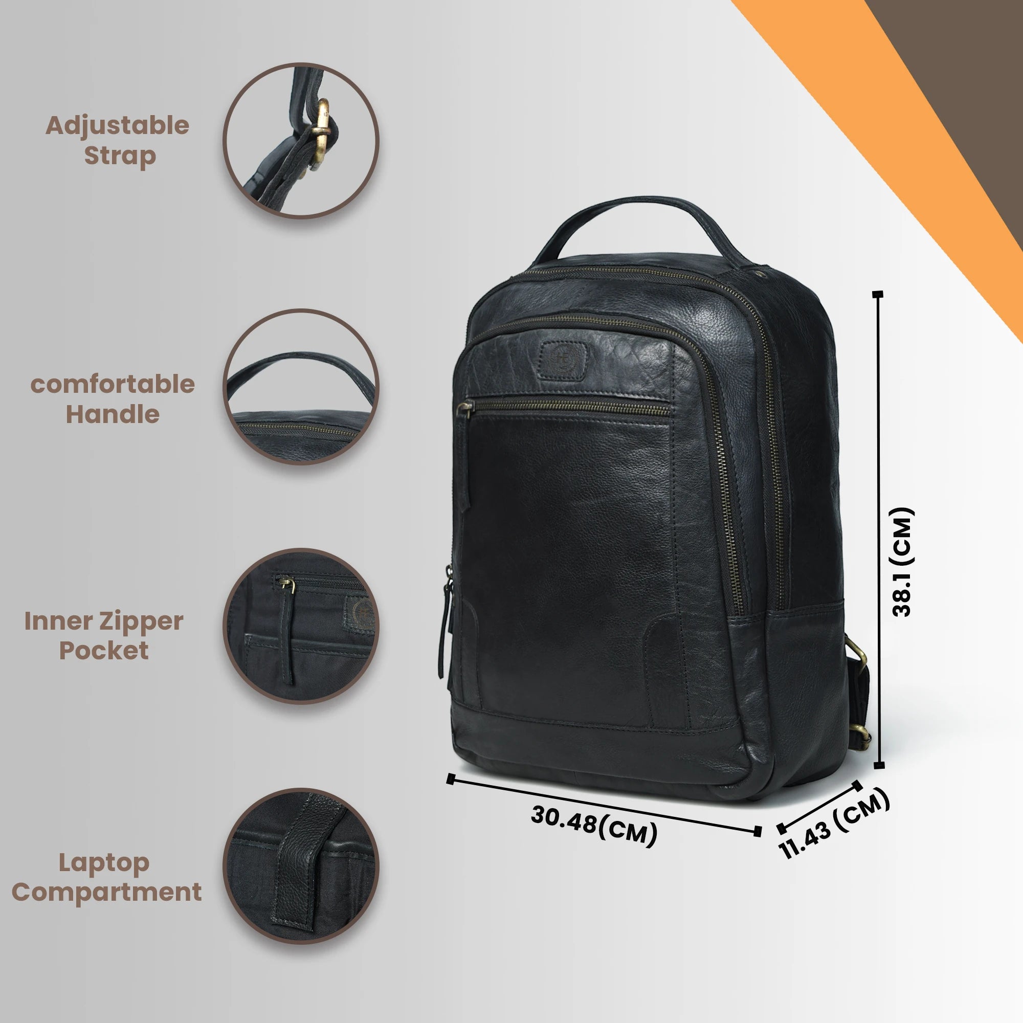 Hestern Trailmark Leather Backpack – Black color