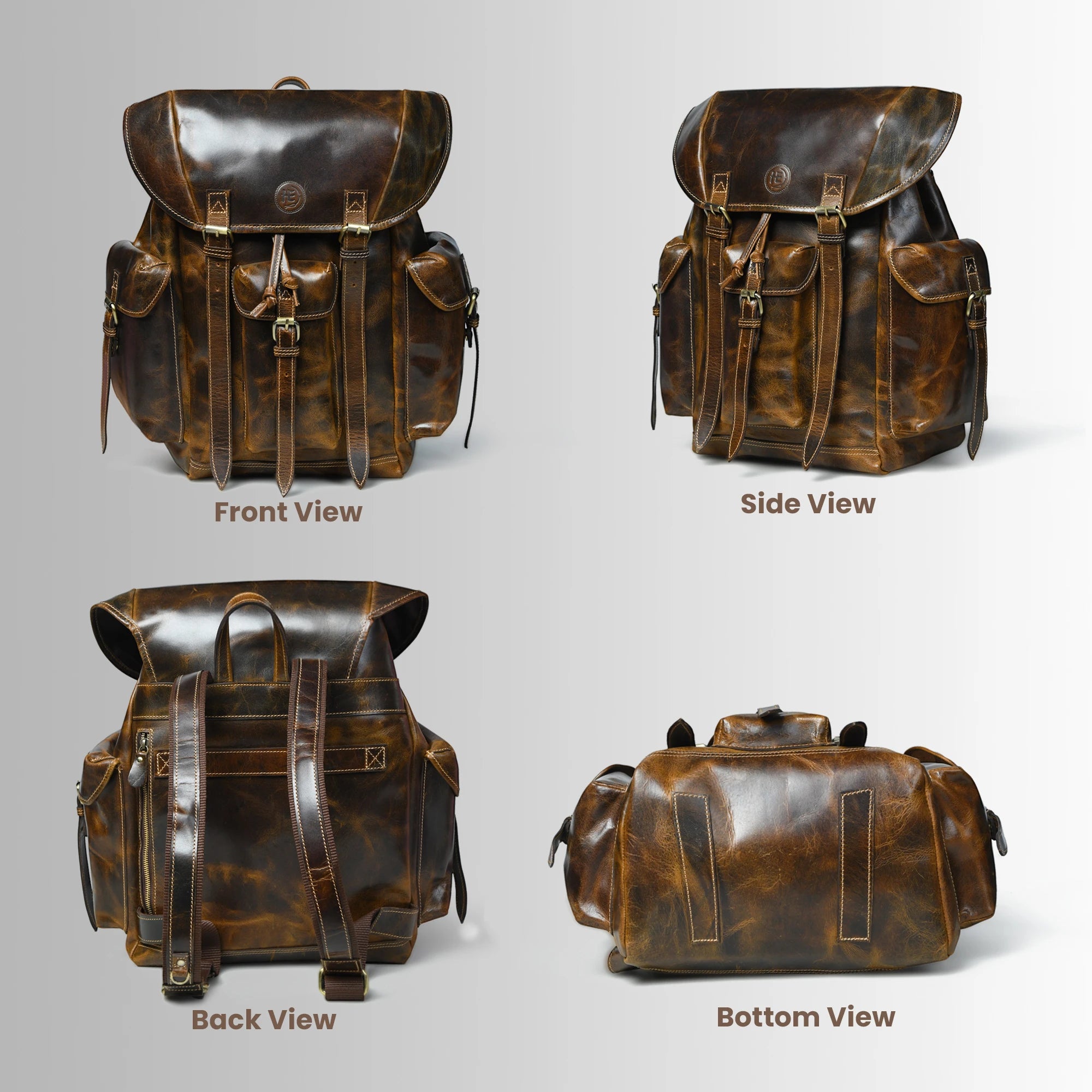 Outlander Vintage Leather Backpack - Rustic Brown