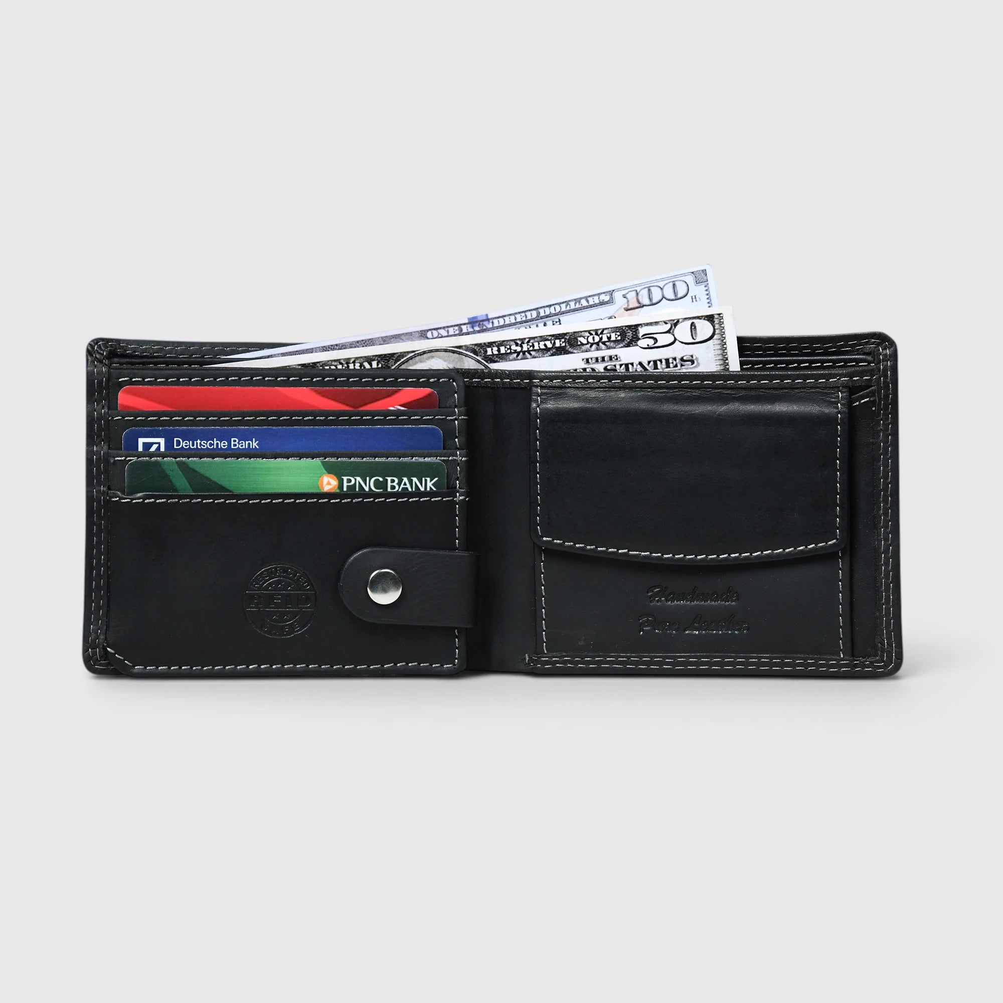 Stallion Crest Vintage Leather Bifold Wallet – Black Colour