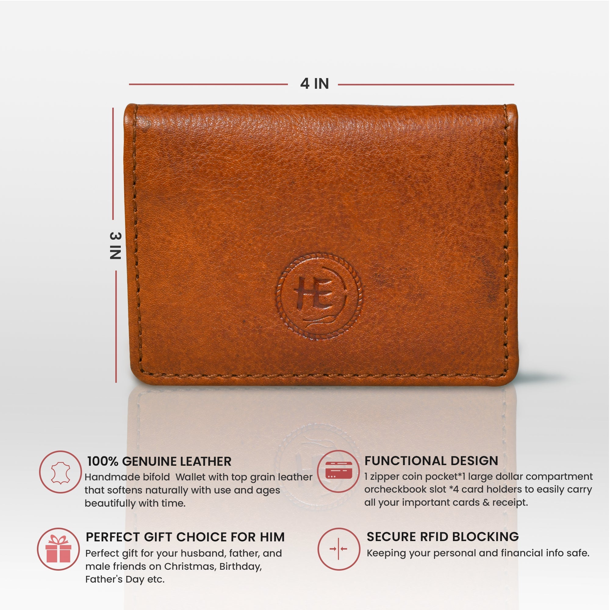 Classic Leather Card Wallet - Tan Colour