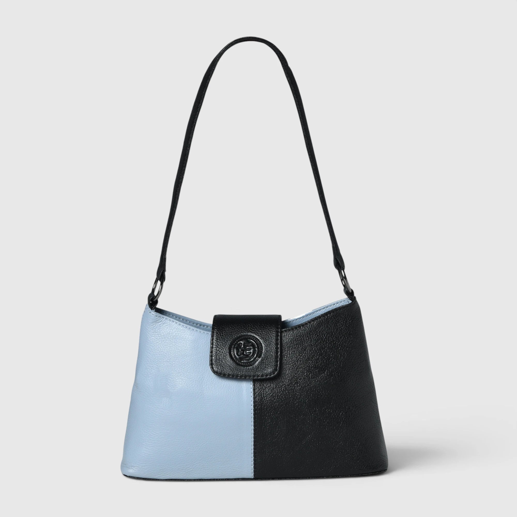 Luna Duo Leather Shoulder Bag - Midnight Blue & Black
