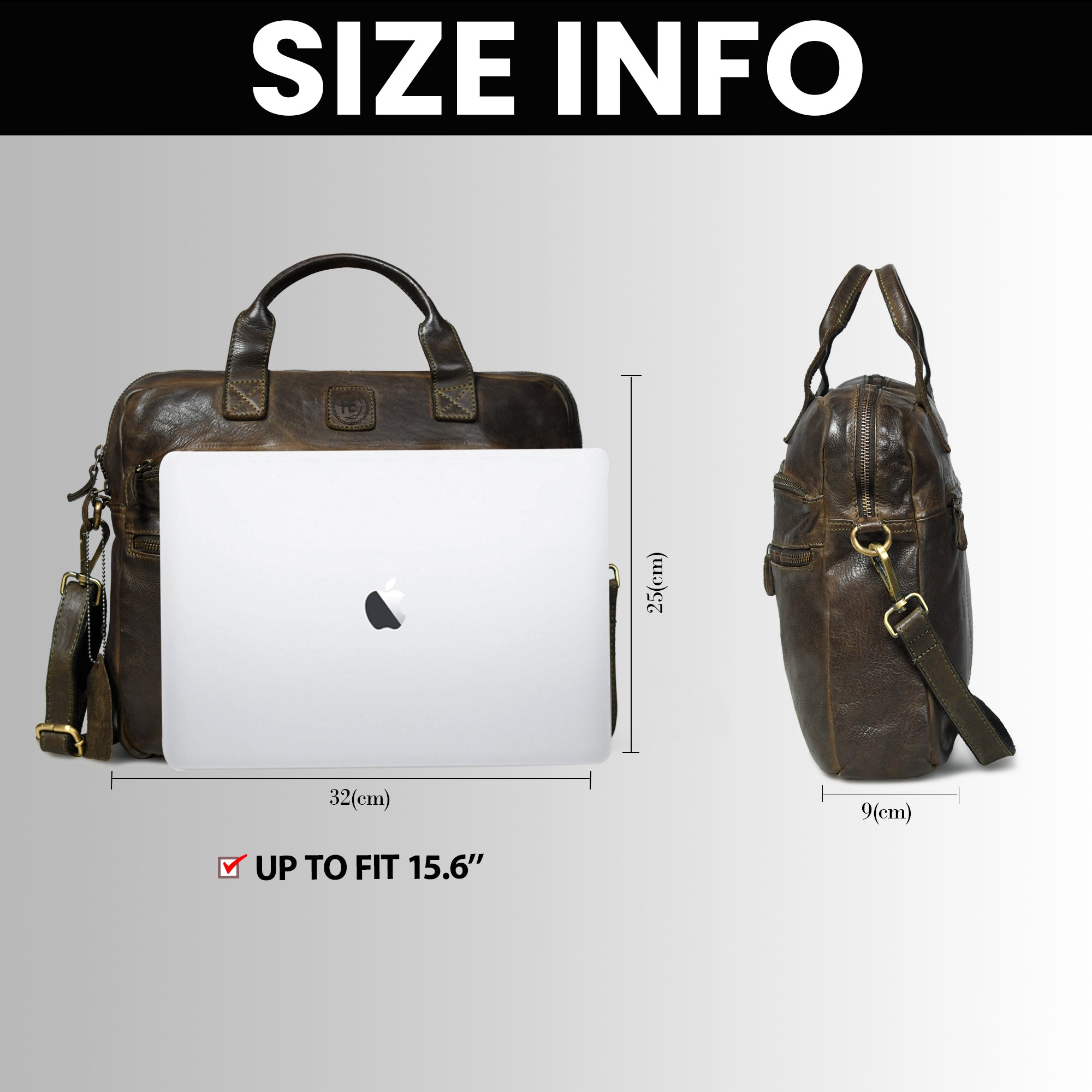 Voyager Vintage Leather Laptop Bag - Olive colour