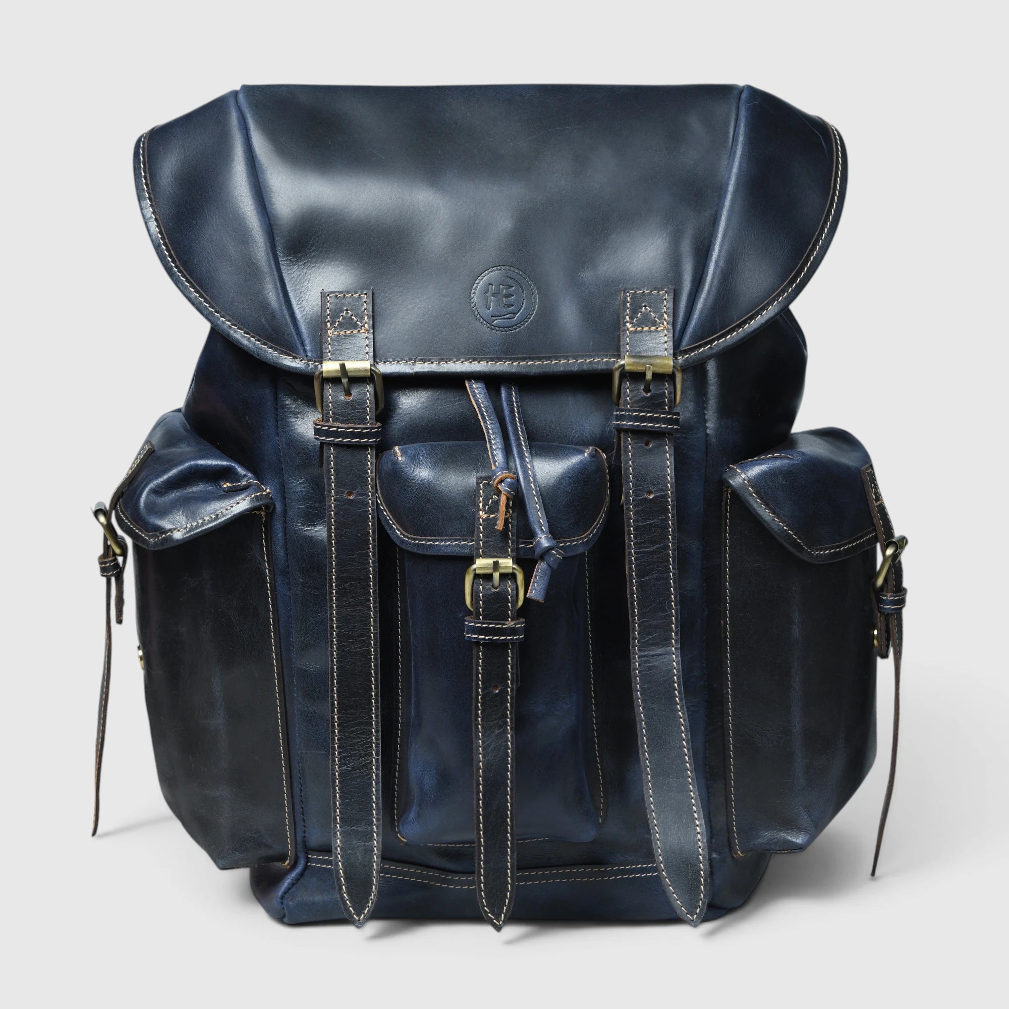 Outlander Vintage Leather Backpack - Midnight Blue