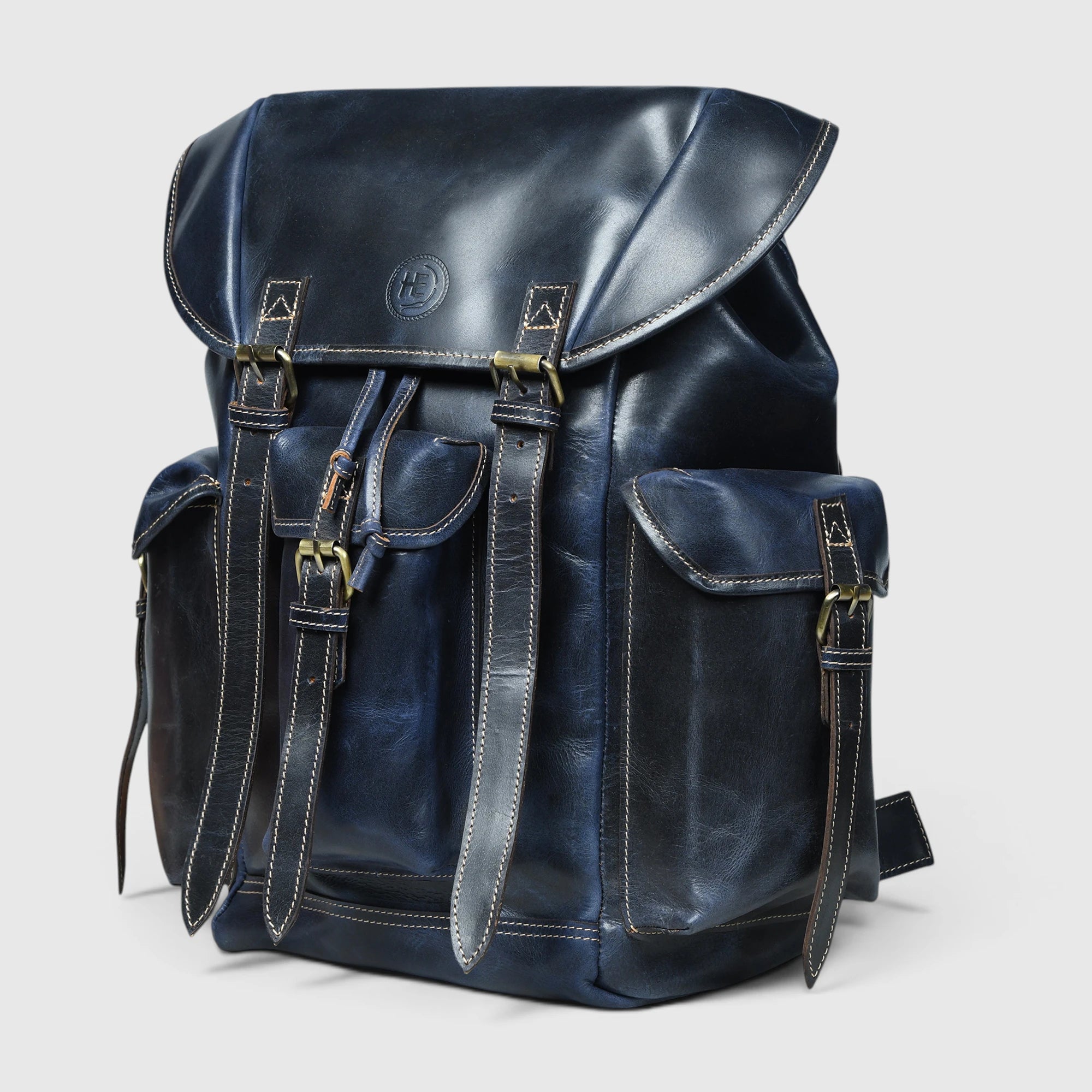 Outlander Vintage Leather Backpack - Midnight Blue