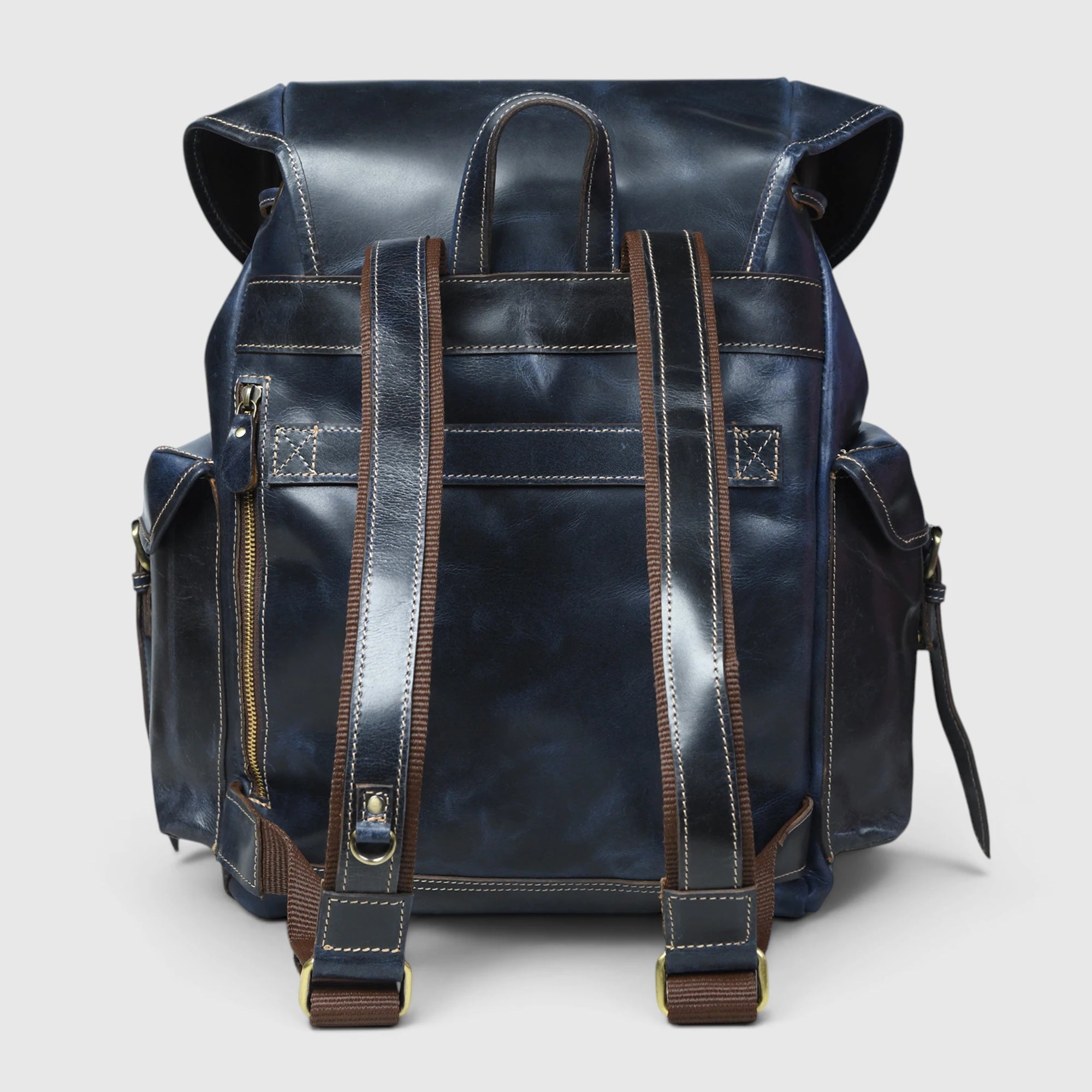Outlander Vintage Leather Backpack - Midnight Blue