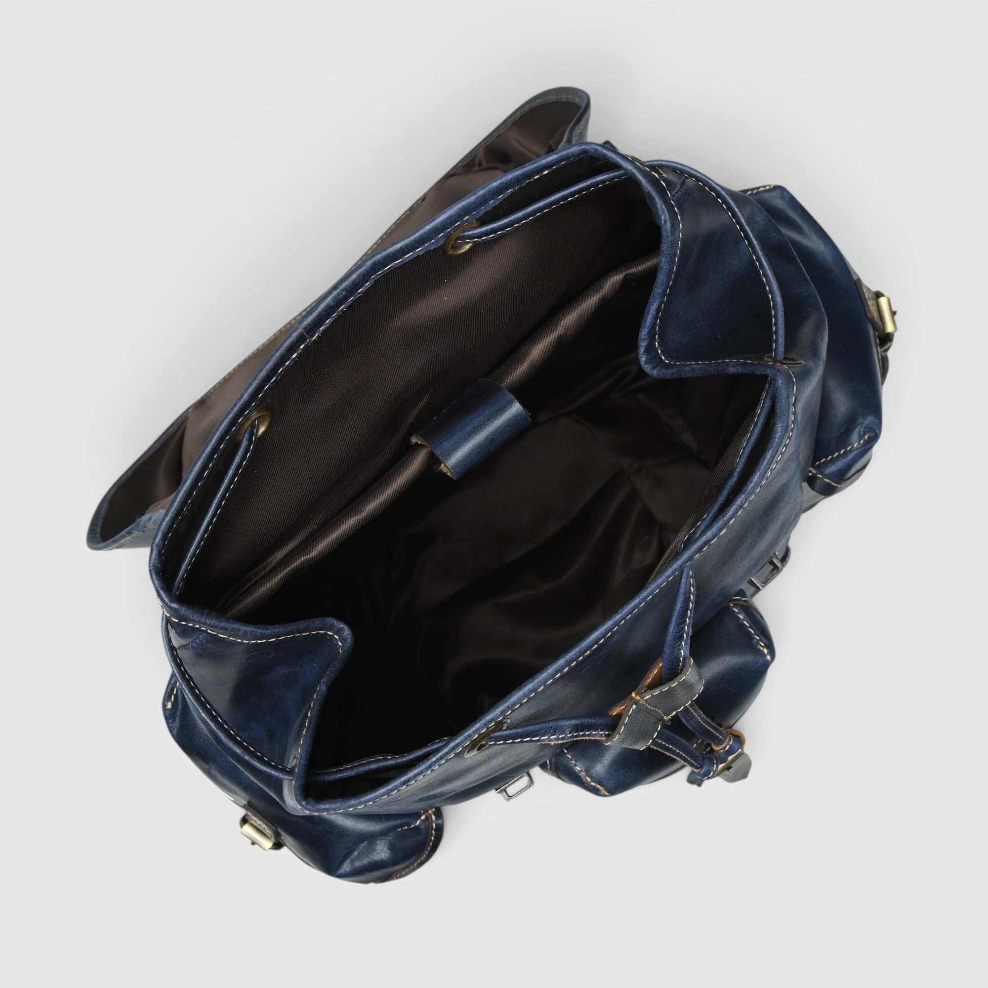 Outlander Vintage Leather Backpack - Midnight Blue