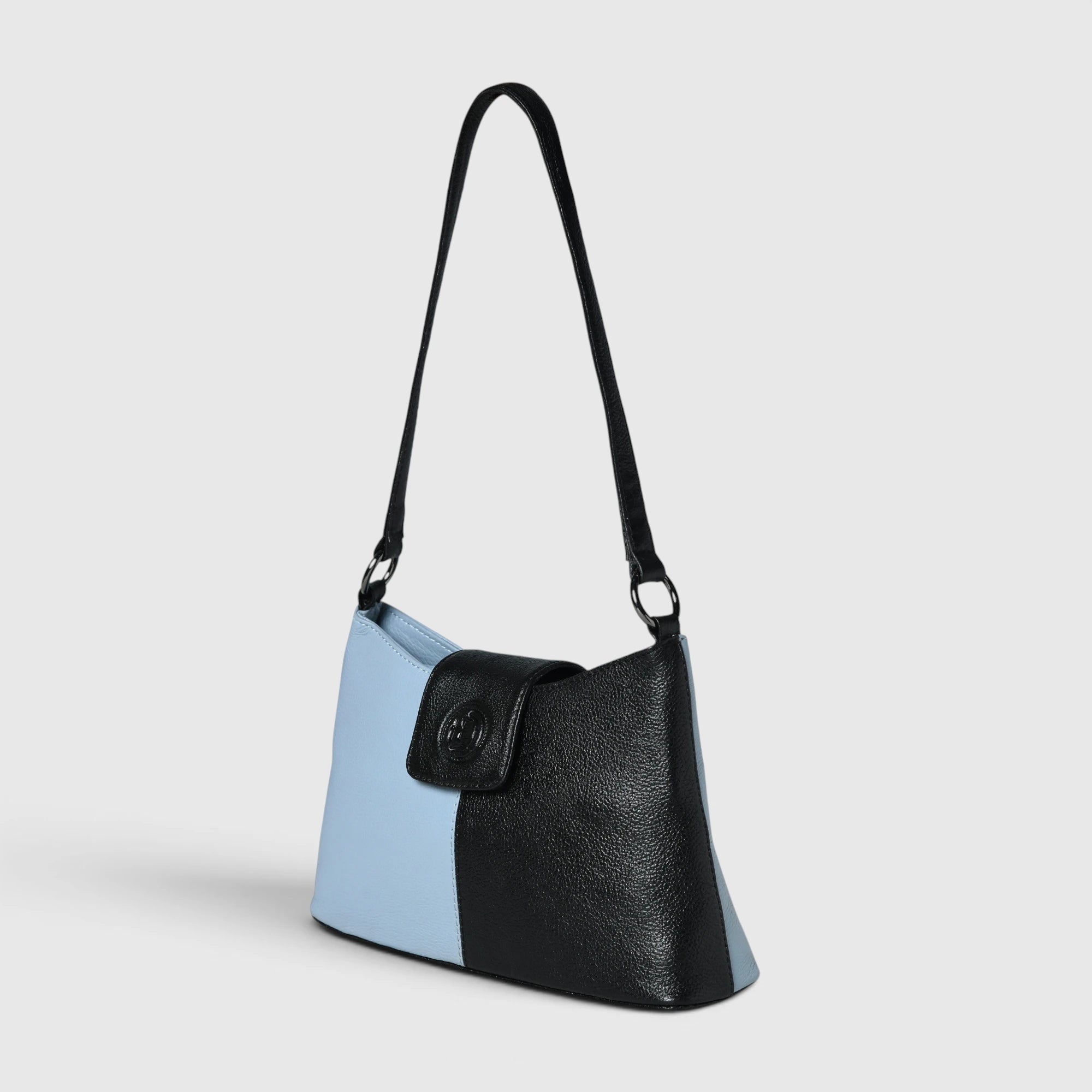 Luna Duo Leather Shoulder Bag - Midnight Blue & Black