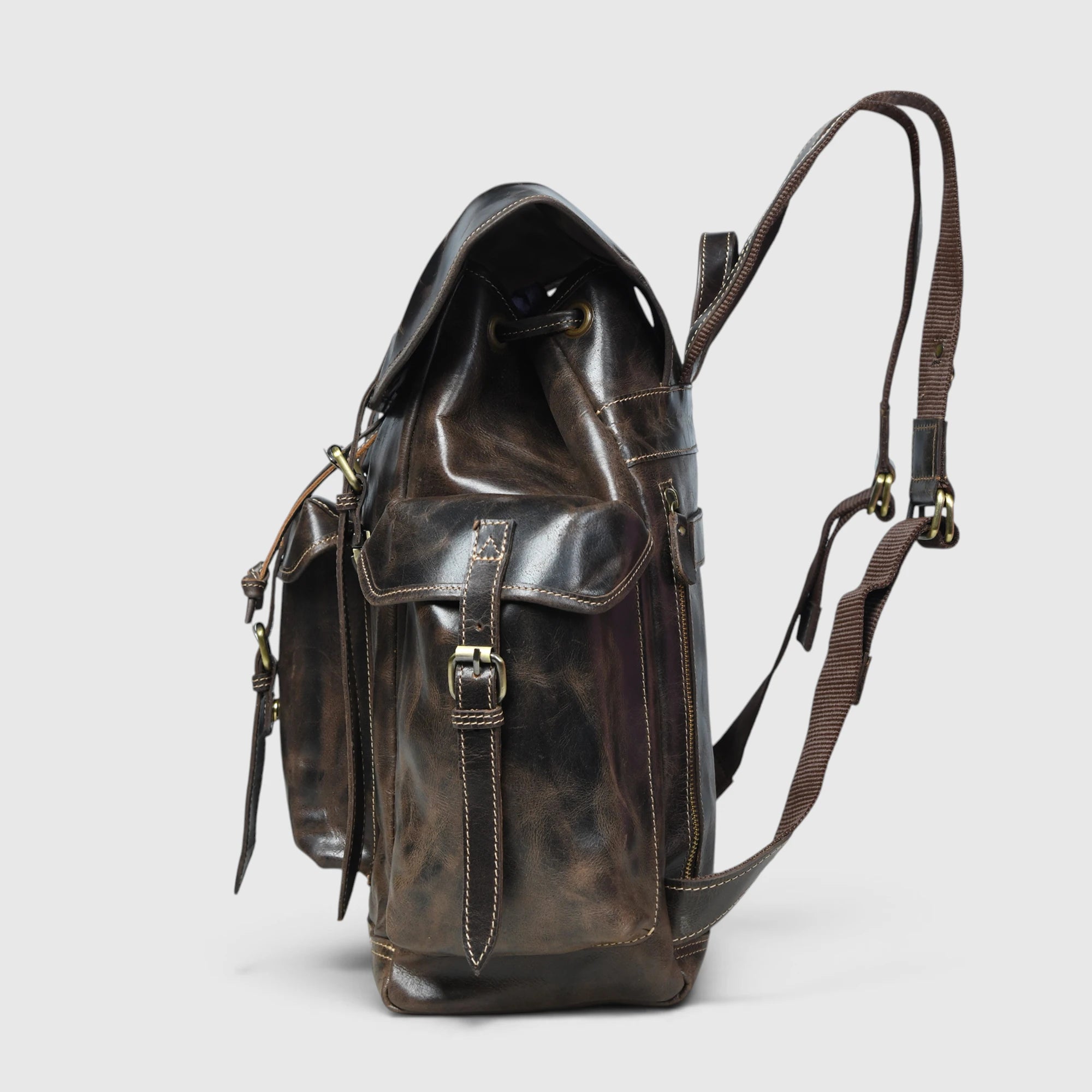 Outlander Vintage Buffalo Leather Backpack – Dark Coffee