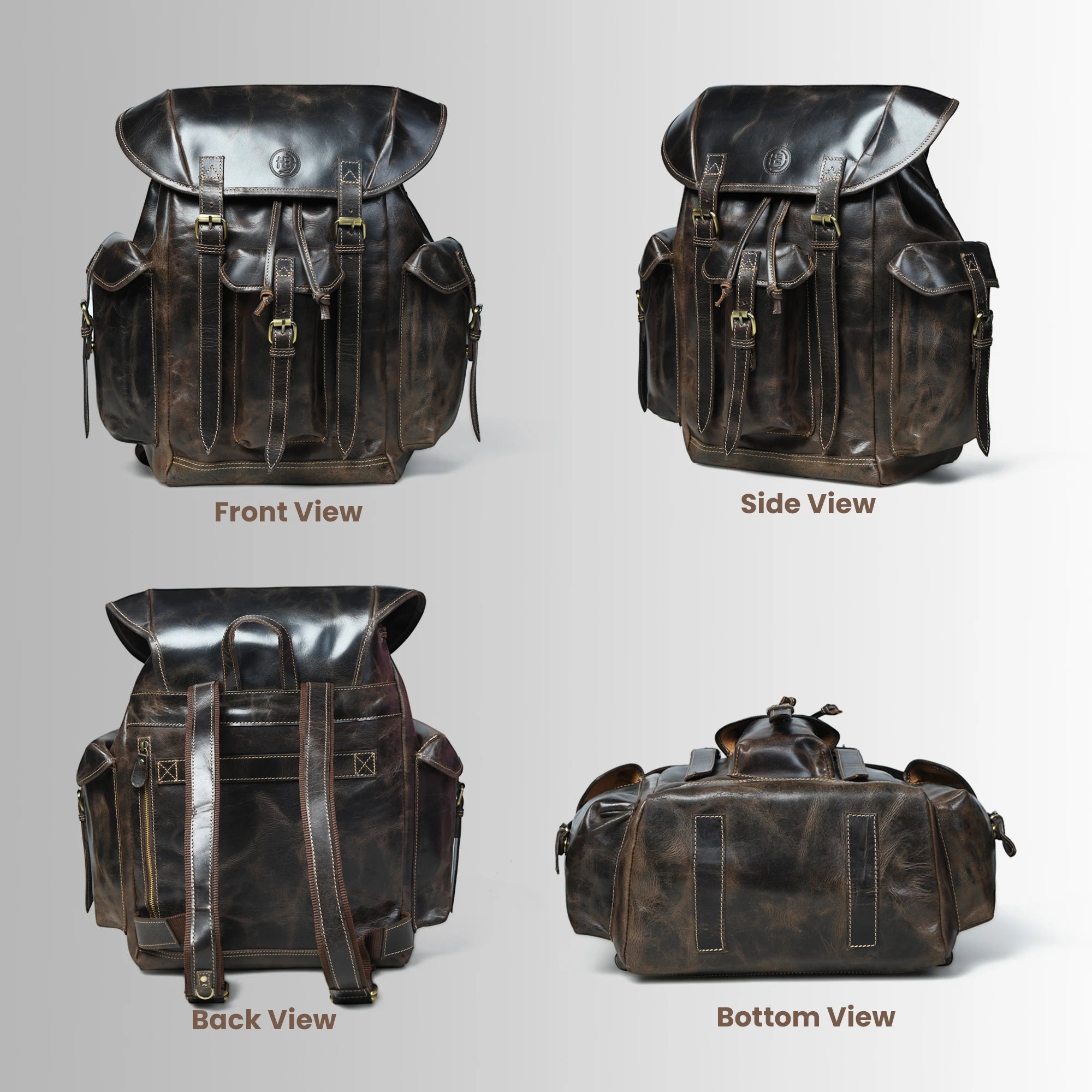 Outlander Vintage Buffalo Leather Backpack – Dark Coffee