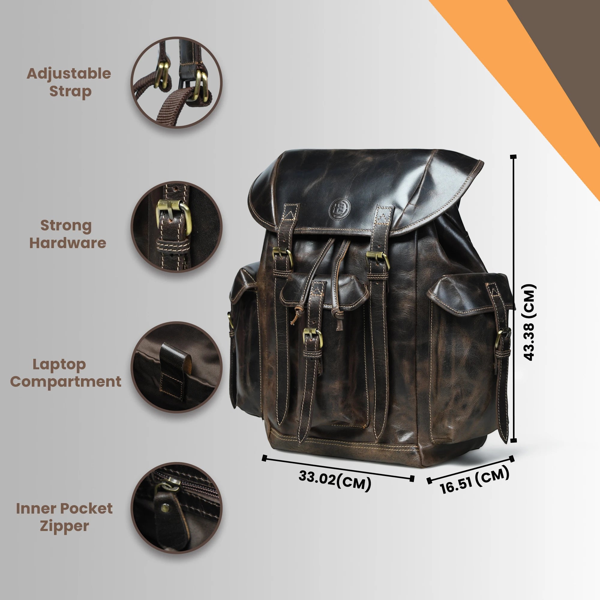 Outlander Vintage Buffalo Leather Backpack – Dark Coffee