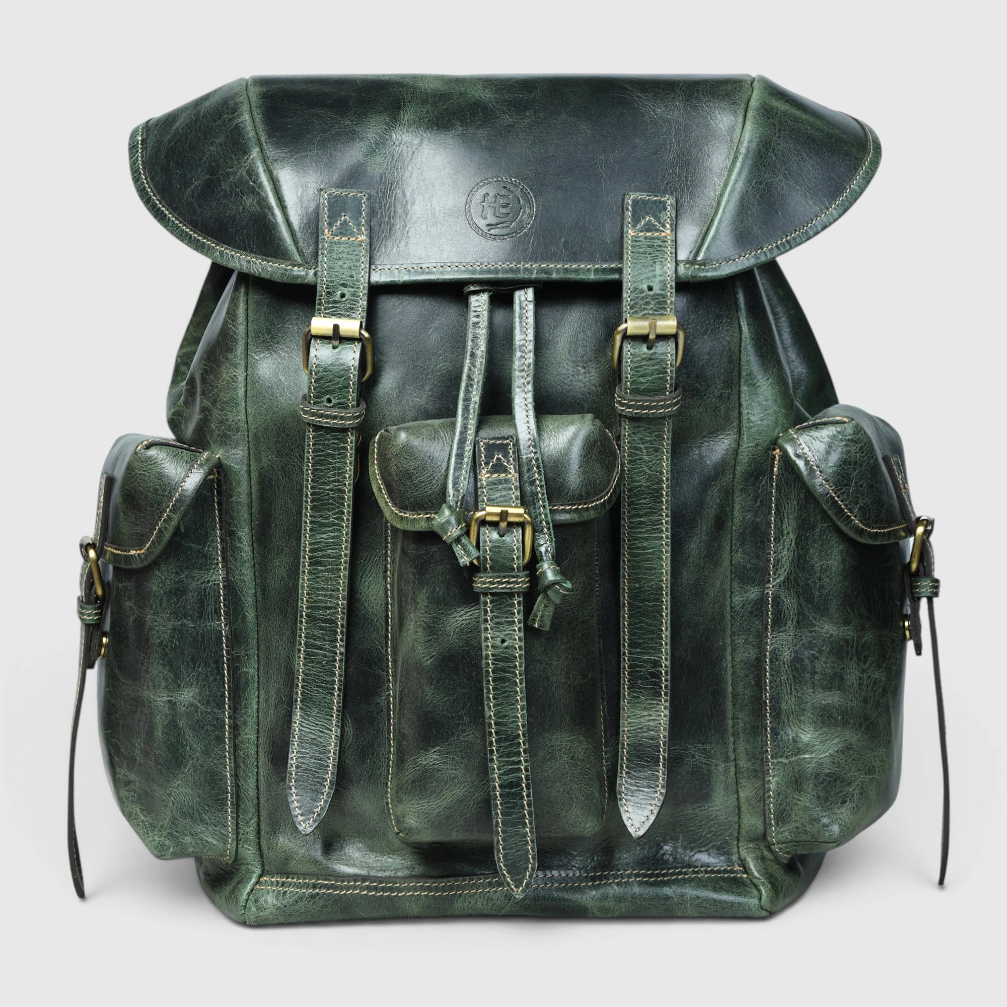 Outlander Vintage Buffalo Leather Backpack – Forest Green