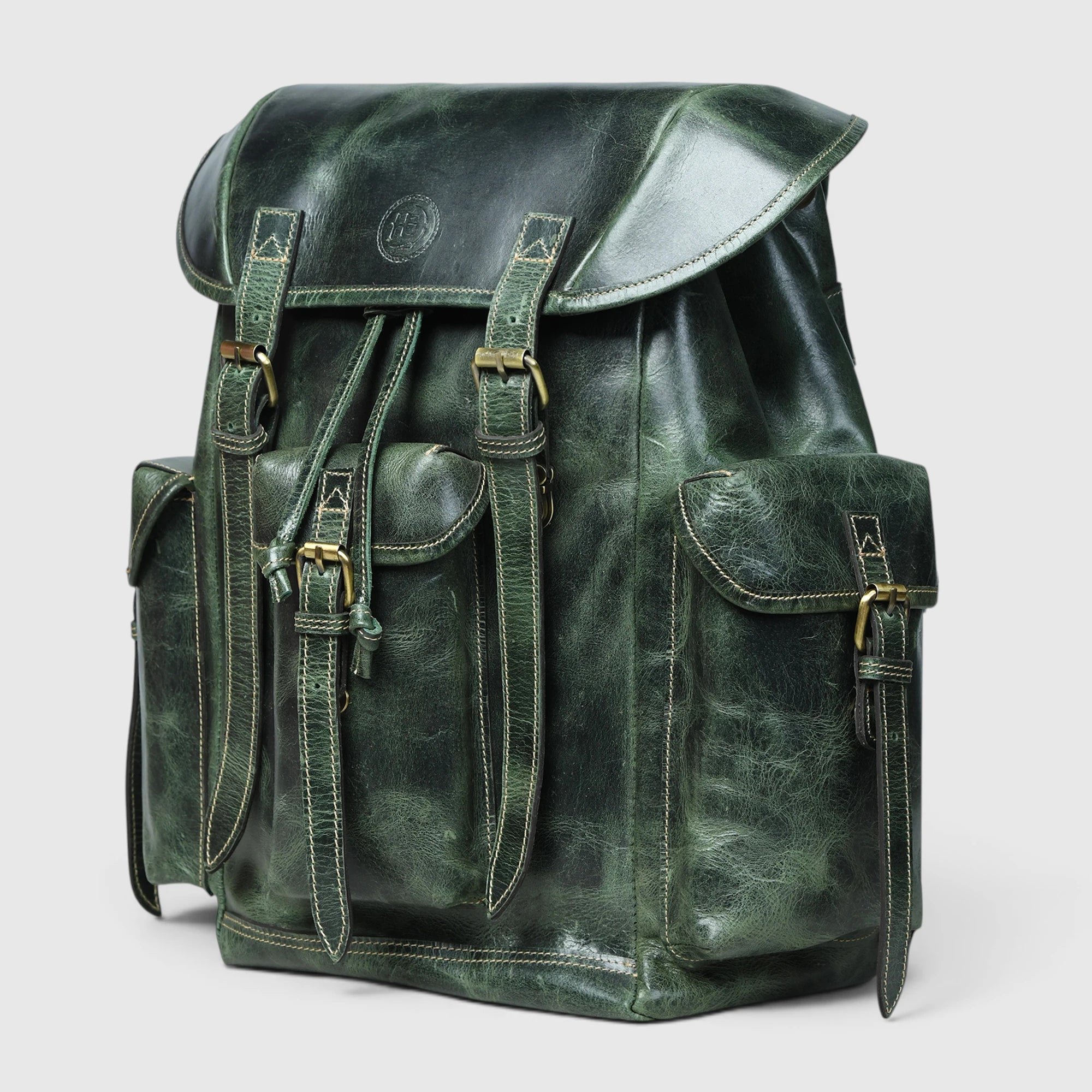 Outlander Vintage Buffalo Leather Backpack – Forest Green