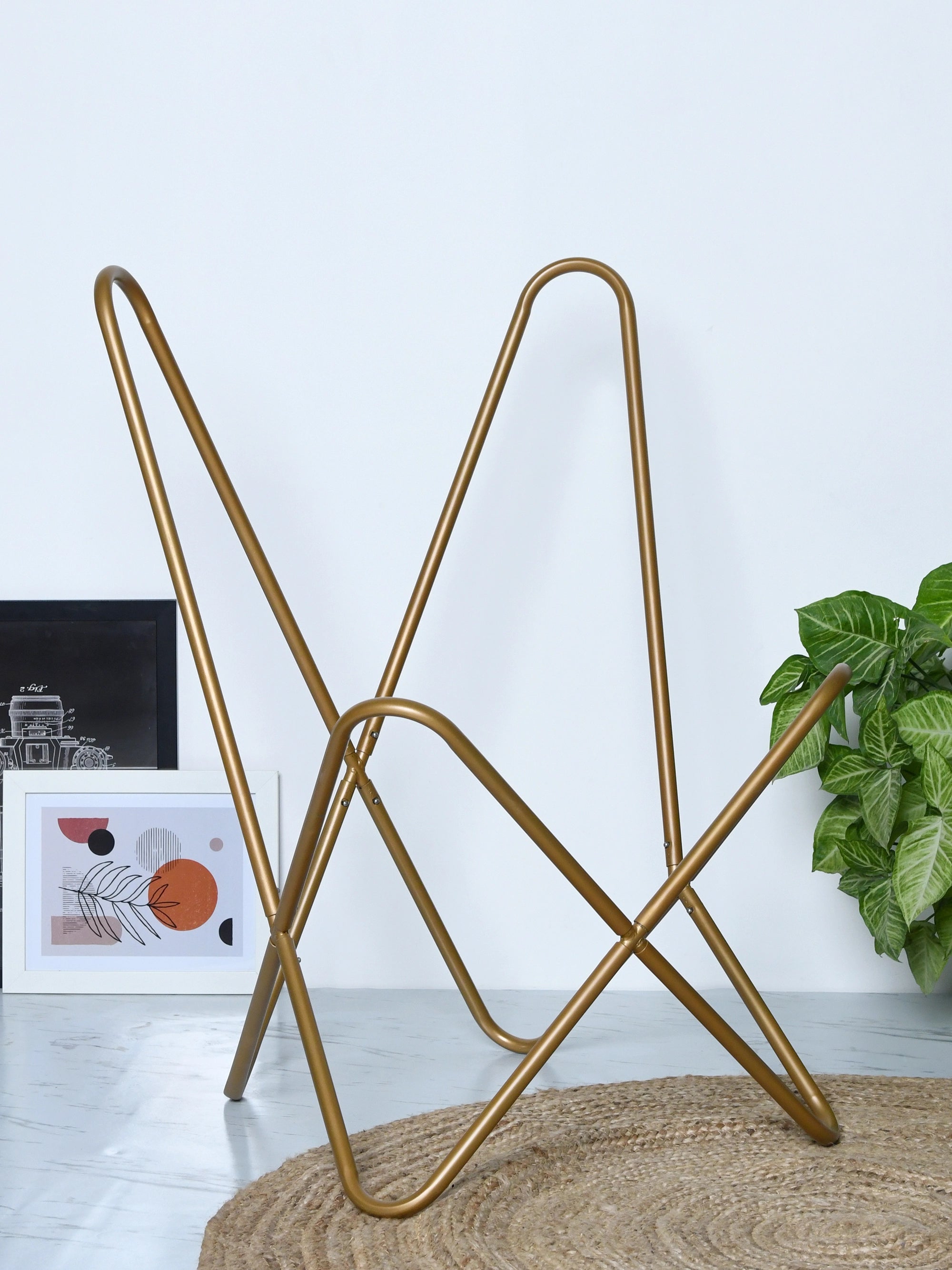 Hestern Heritage Goat Leather Butterfly Chair - Gold Frame