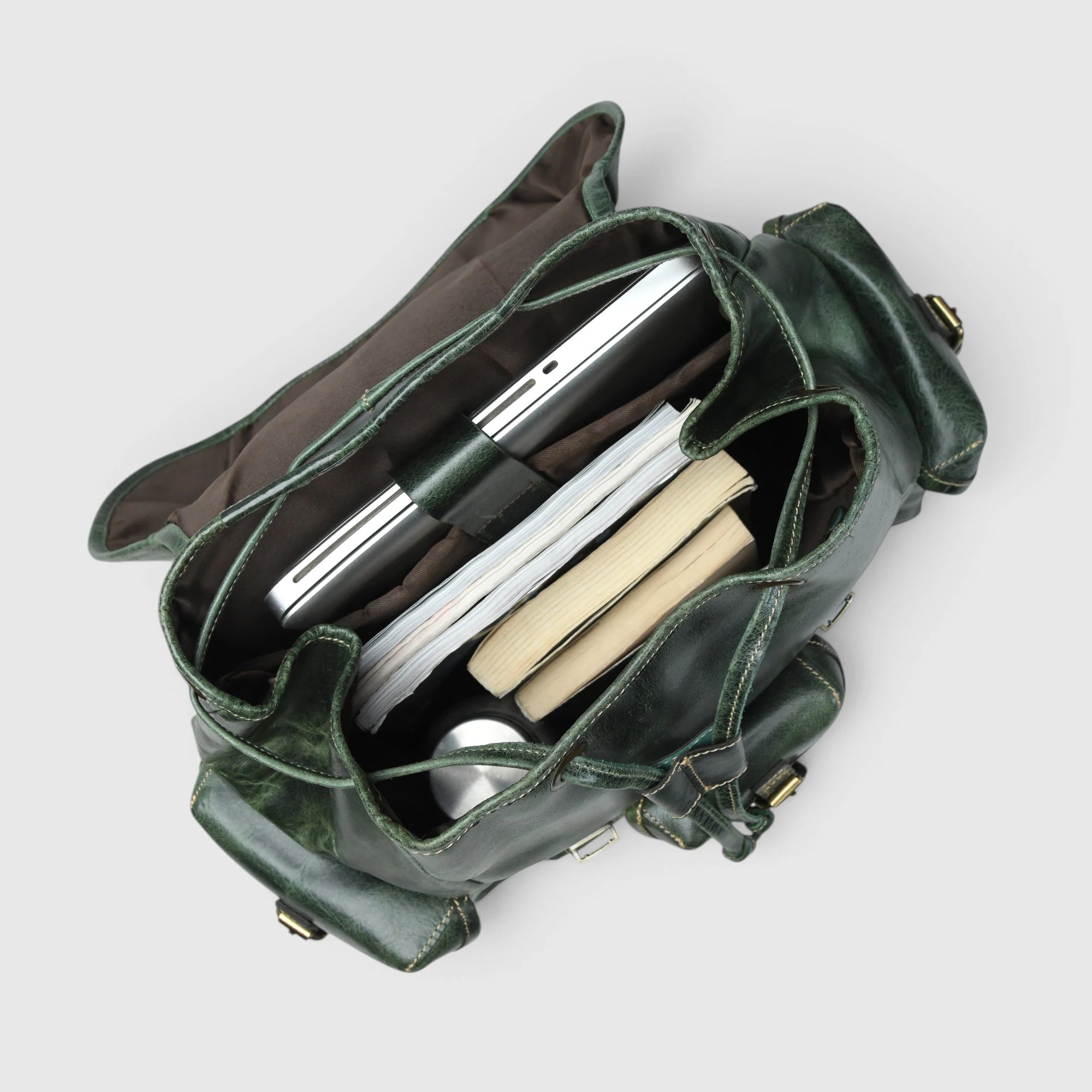 Outlander Vintage Buffalo Leather Backpack – Forest Green